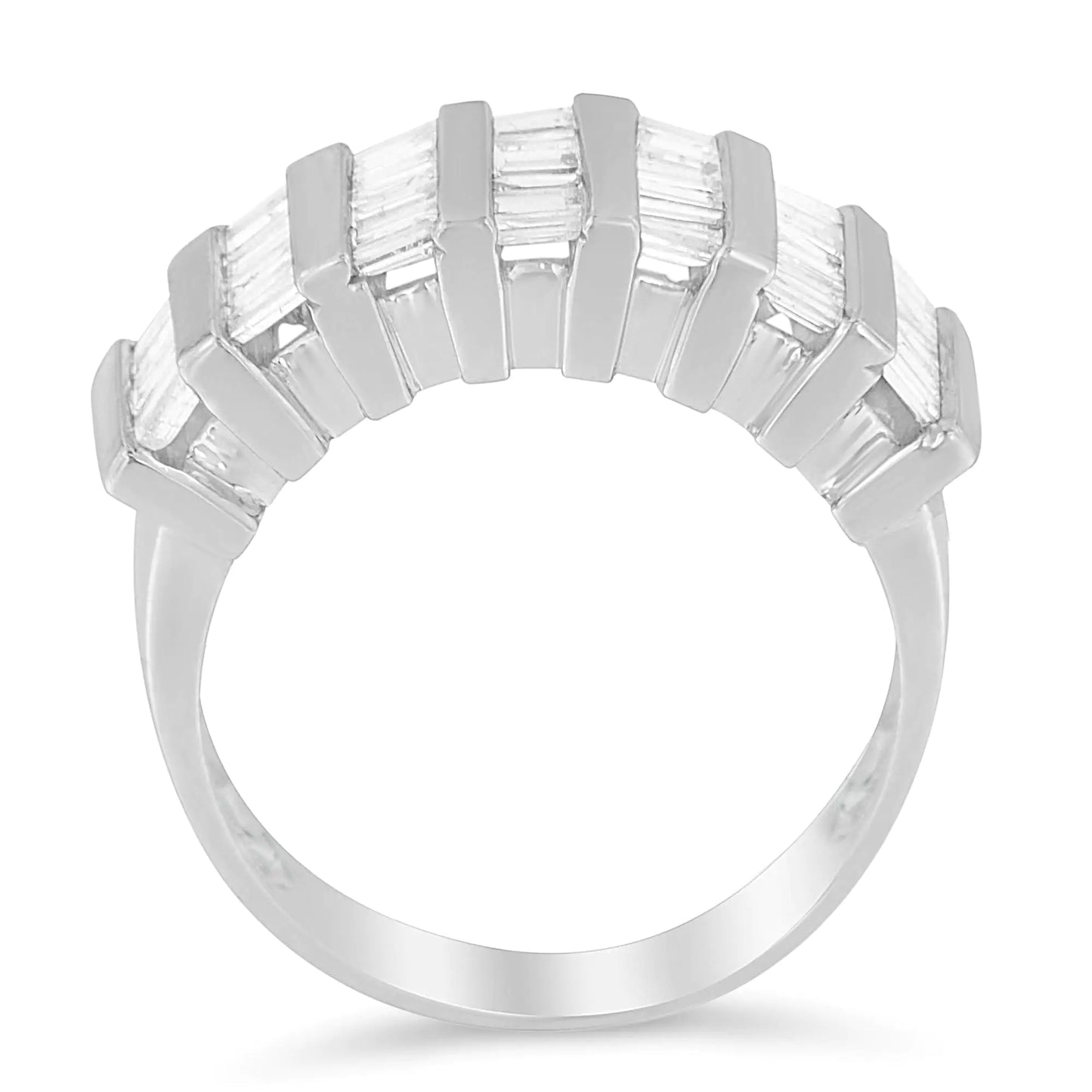 Sterling Silver 1ct Baguette Diamond Fluted Wedding Band
