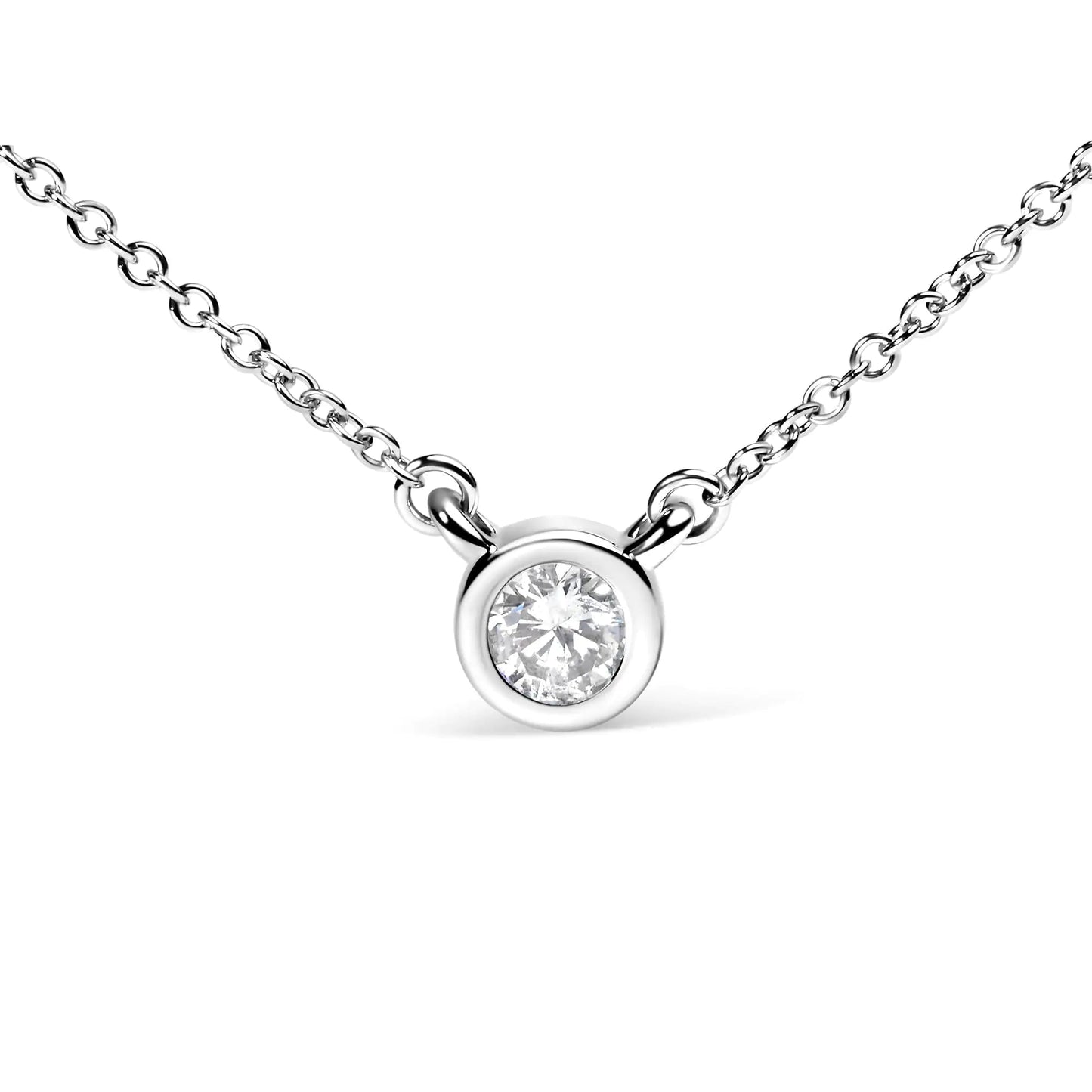 10K Gold Solitaire Diamond Bezel Pendant Necklace | Necklace | Elegant Emulations Jewelry USA