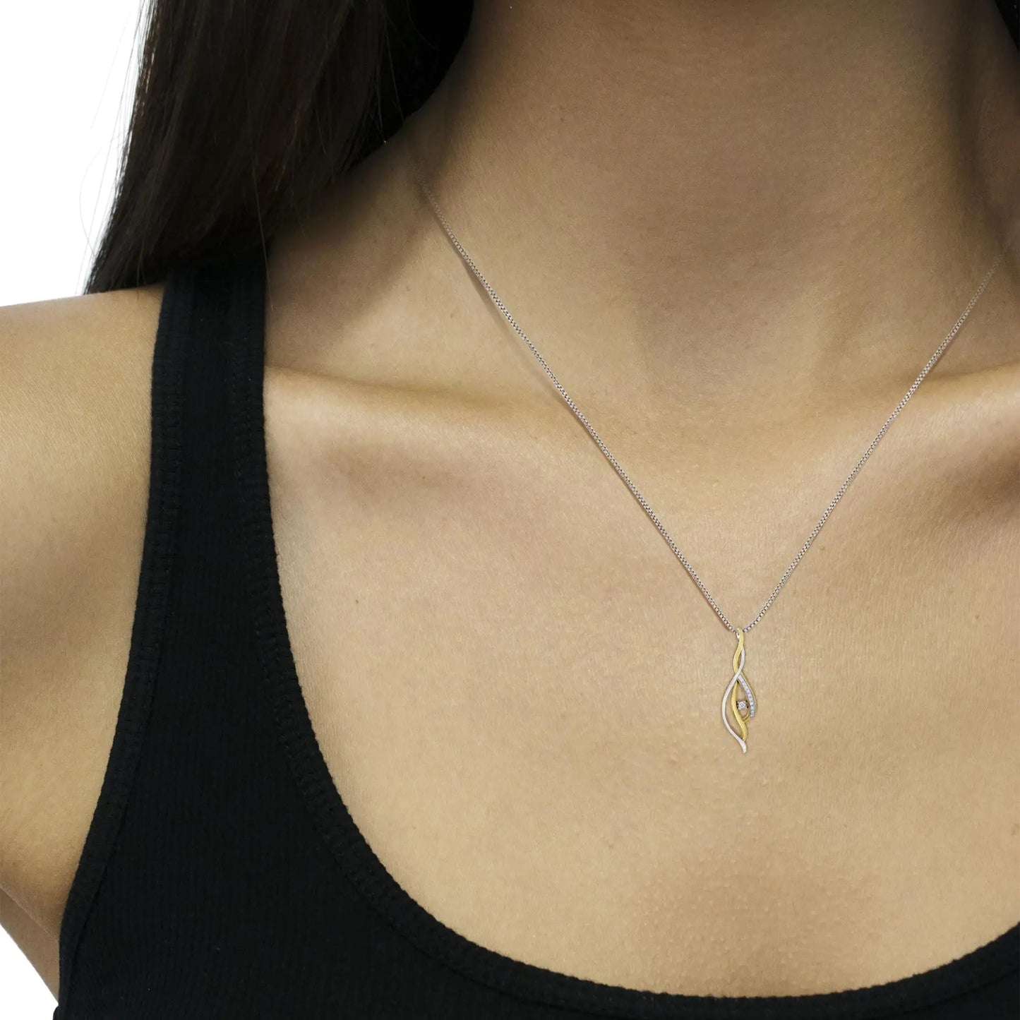 10K Gold Solitaire Diamond Spiral 18" Necklace | Necklace | Elegant Emulations Jewelry USA