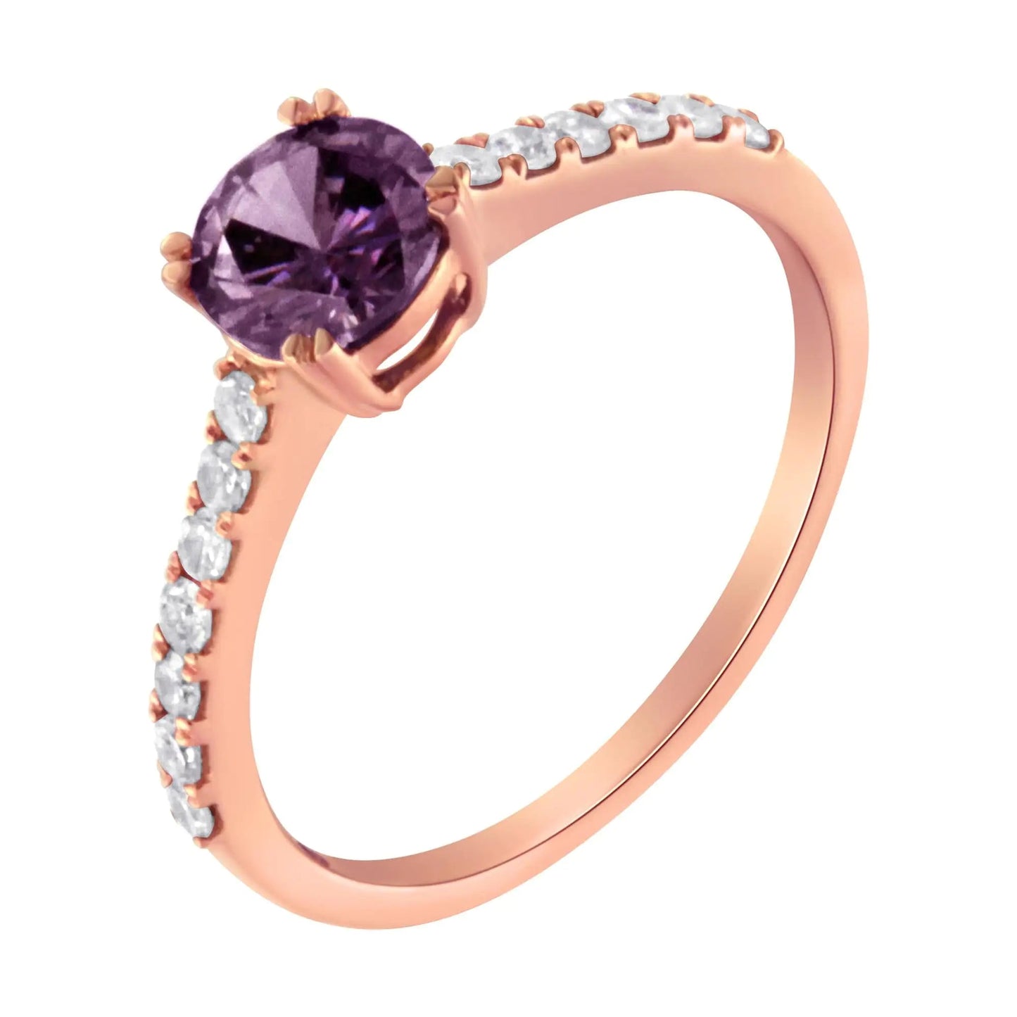10K Rose Gold 1/4 Cttw Diamond and 6MM Gemstone Halo Ring(H - I Color, I1 - I2 Clarity) | | Elegant Emulations Jewelry USA