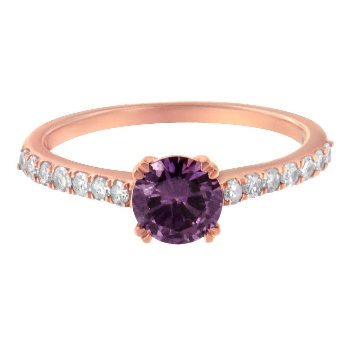 10K Rose Gold 1/4 Cttw Diamond and 6MM Gemstone Halo Ring(H - I Color, I1 - I2 Clarity) | | Elegant Emulations Jewelry USA