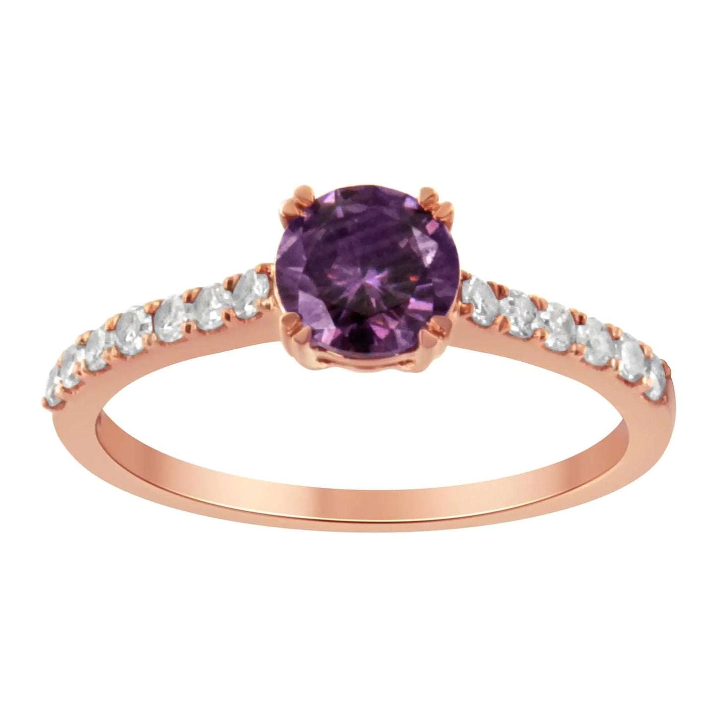 10K Rose Gold 1/4 Cttw Diamond and 6MM Gemstone Halo Ring(H - I Color, I1 - I2 Clarity) | | Elegant Emulations Jewelry USA