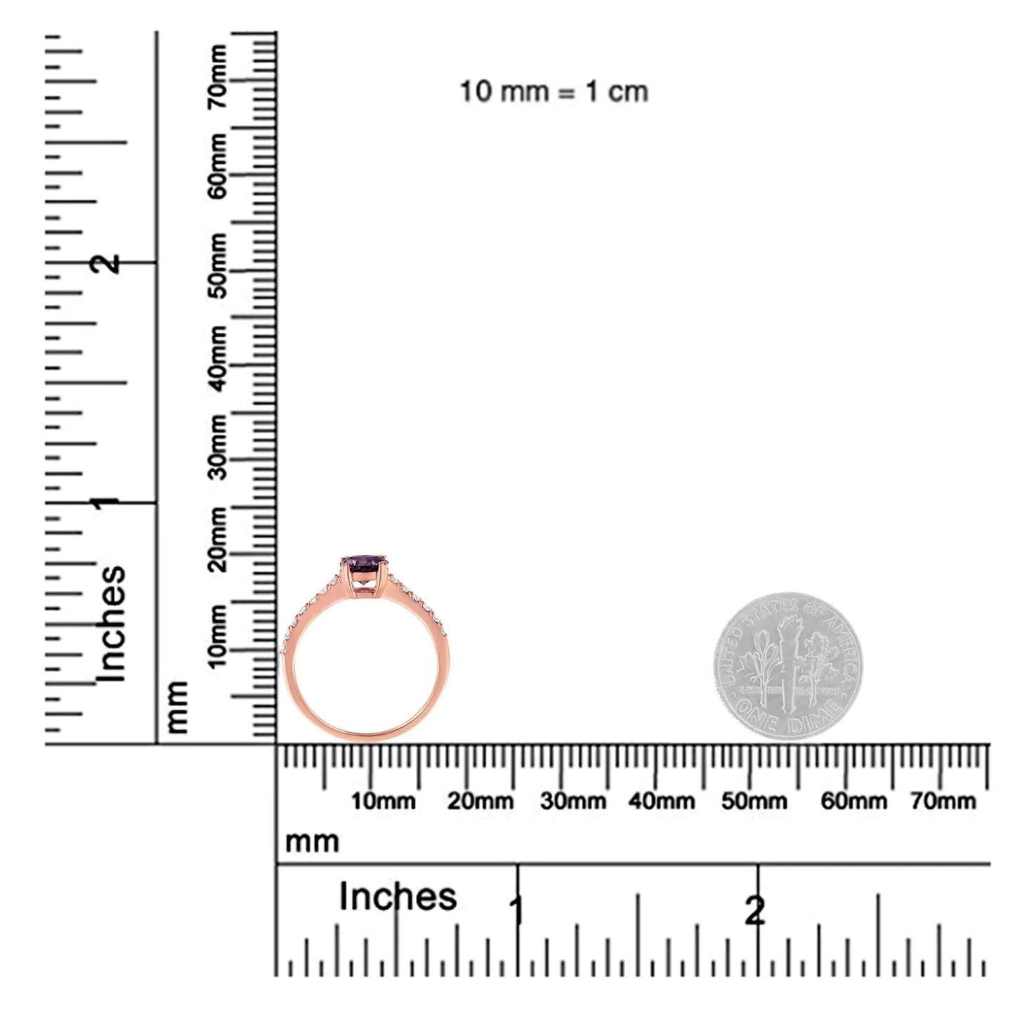 10K Rose Gold 1/4 Cttw Diamond and 6MM Gemstone Halo Ring(H - I Color, I1 - I2 Clarity) | | Elegant Emulations Jewelry USA