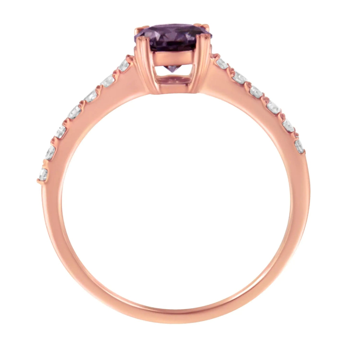 10K Rose Gold 1/4 Cttw Diamond and 6MM Gemstone Halo Ring(H - I Color, I1 - I2 Clarity) | | Elegant Emulations Jewelry USA