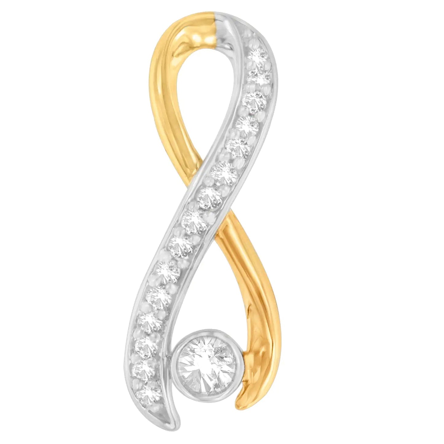 10K Two - Tone Gold 1/5 cttw Diamond Radiant Ribbon Pendant Necklace (H - I, I1 - I2) | Necklace | Elegant Emulations Jewelry USA
