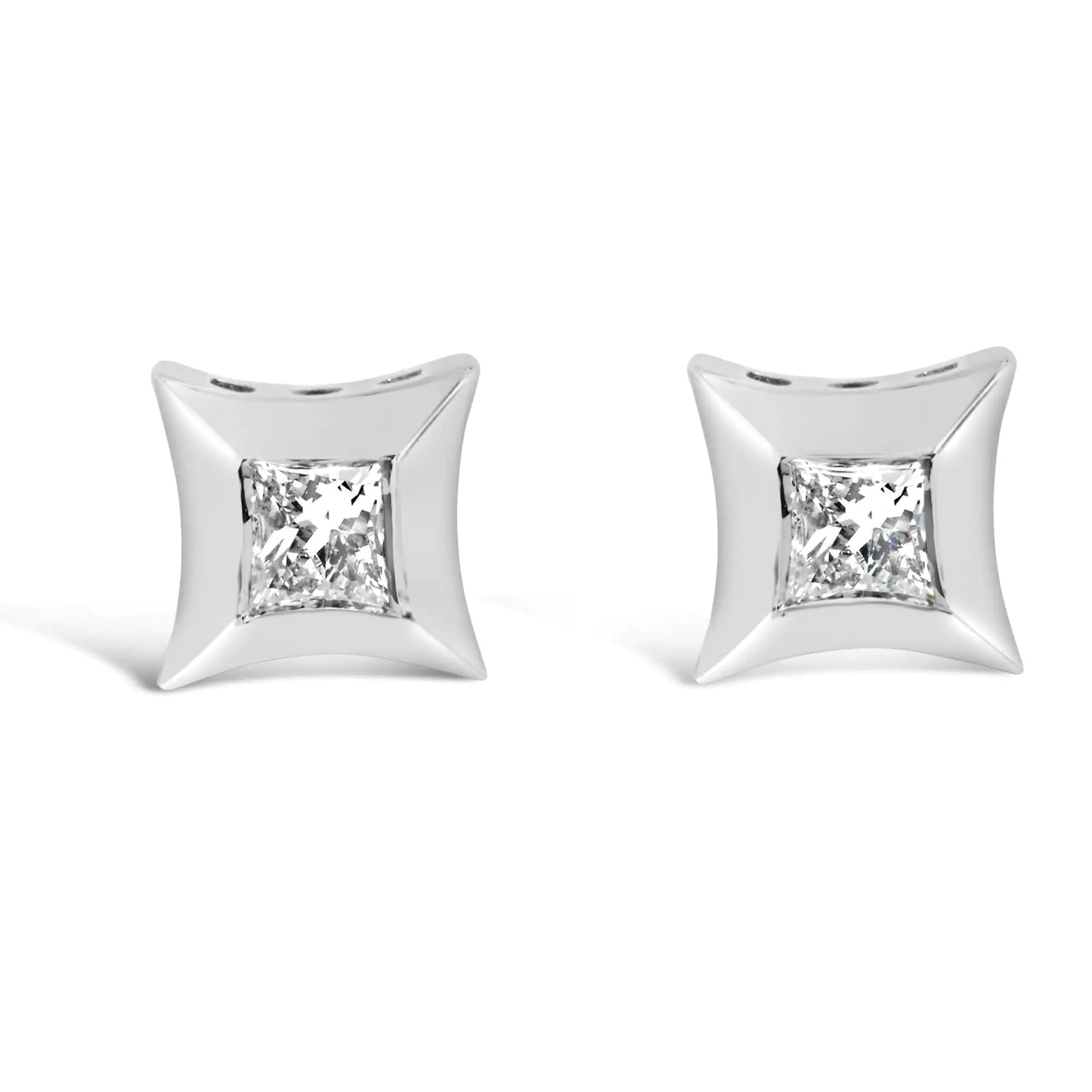 10K White Gold 1/5 Cttw Invisible Set Princess - Cut Diamond Stud Earrings (H - I Color, SI2 - I1 Clarity) | | Elegant Emulations Jewelry USA