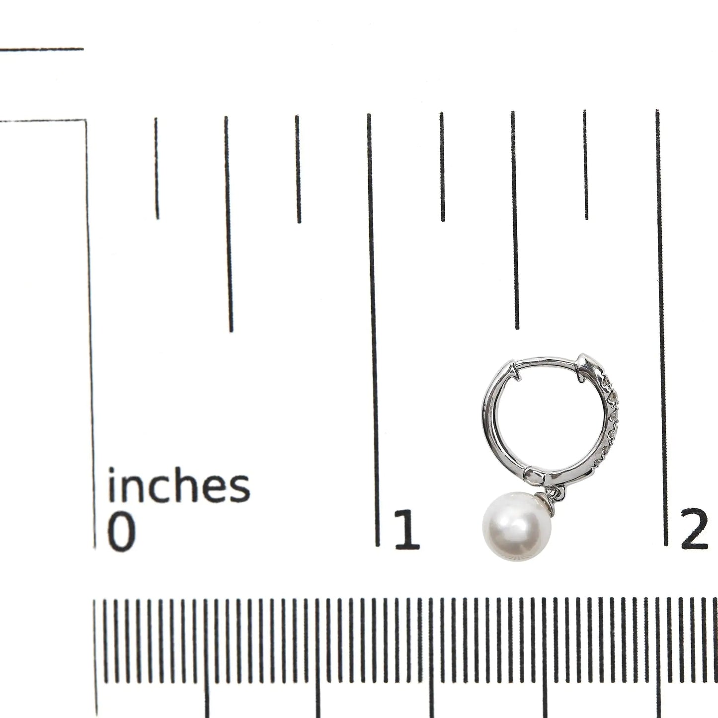 10K White Gold 6x6 MM Cultured Freshwater Pearl and Diamond Accent Drop Huggy Earring (H - I Color, I1 - I2 Clarity) | | Elegant Emulations Jewelry USA
