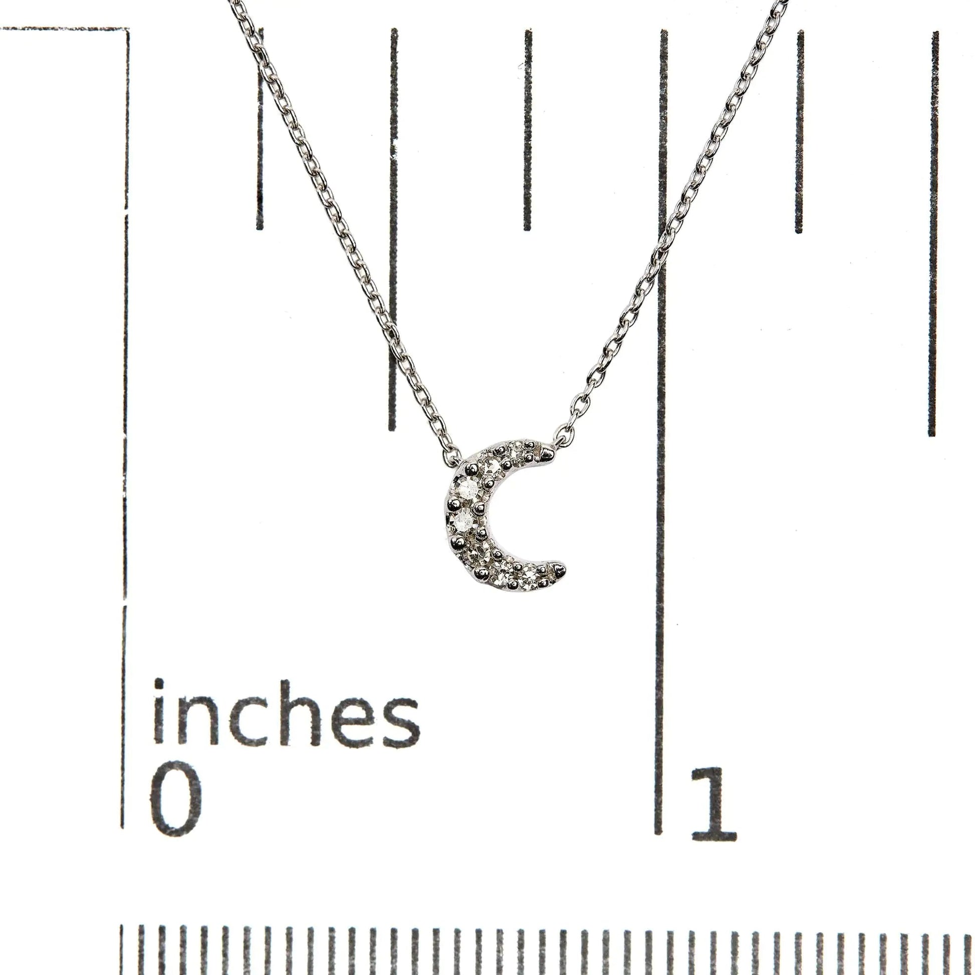 10K White Gold Diamond Accented Crescent Moon Shaped 18" Inch Pendant Necklace (H - I Color, I1 - I2 Clarity) | | Elegant Emulations Jewelry USA