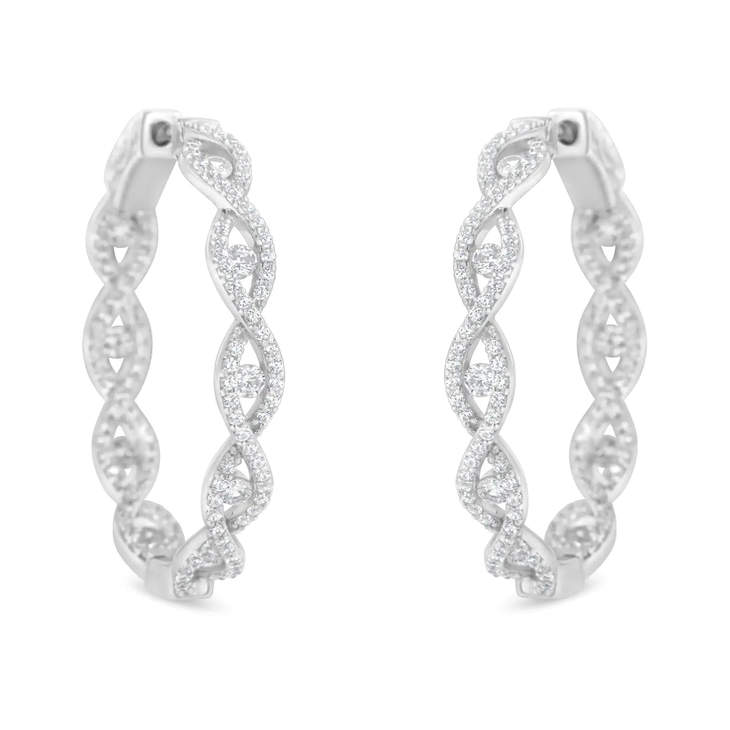10K White Gold Diamond Hoop Earrings (1 1/2 cttw, H - I Color, I1 - I2 Clarity) | | Elegant Emulations Jewelry USA
