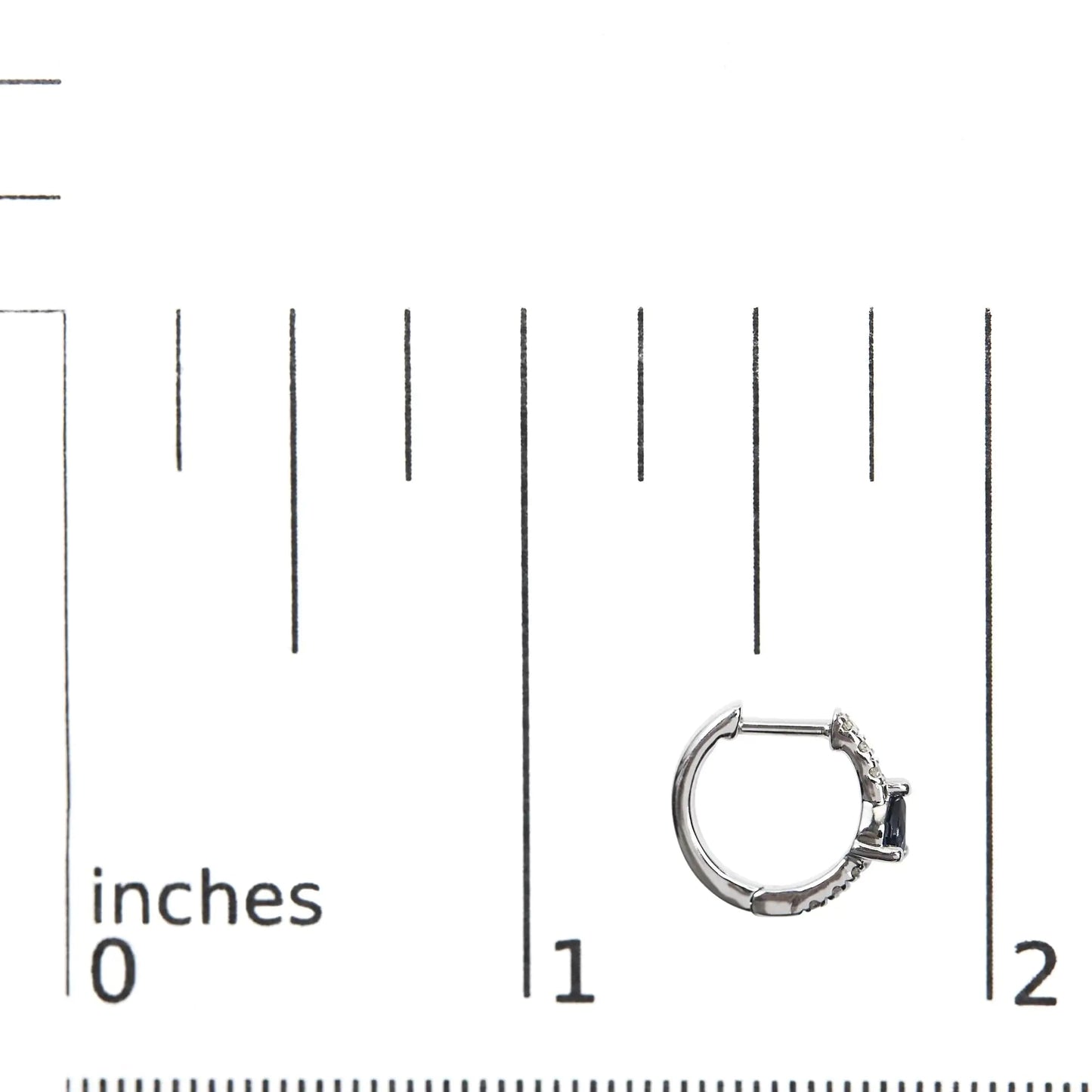 10K White Gold Pear Shaped Blue Sapphire and 1/10 Cttw Diamond Huggy Hoop Earrings (H - I Color, I1 - I2 Clarity) | | Elegant Emulations Jewelry USA