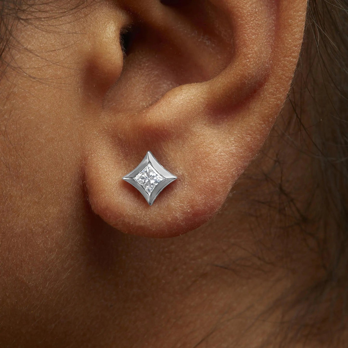 10K White Gold Princess Diamond Studs 1/2 Cttw | Earrings | Elegant Emulations Jewelry USA