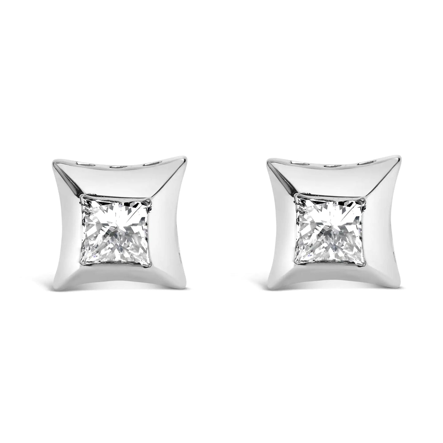 10K White Gold Princess Diamond Studs 1/2 Cttw | Earrings | Elegant Emulations Jewelry USA
