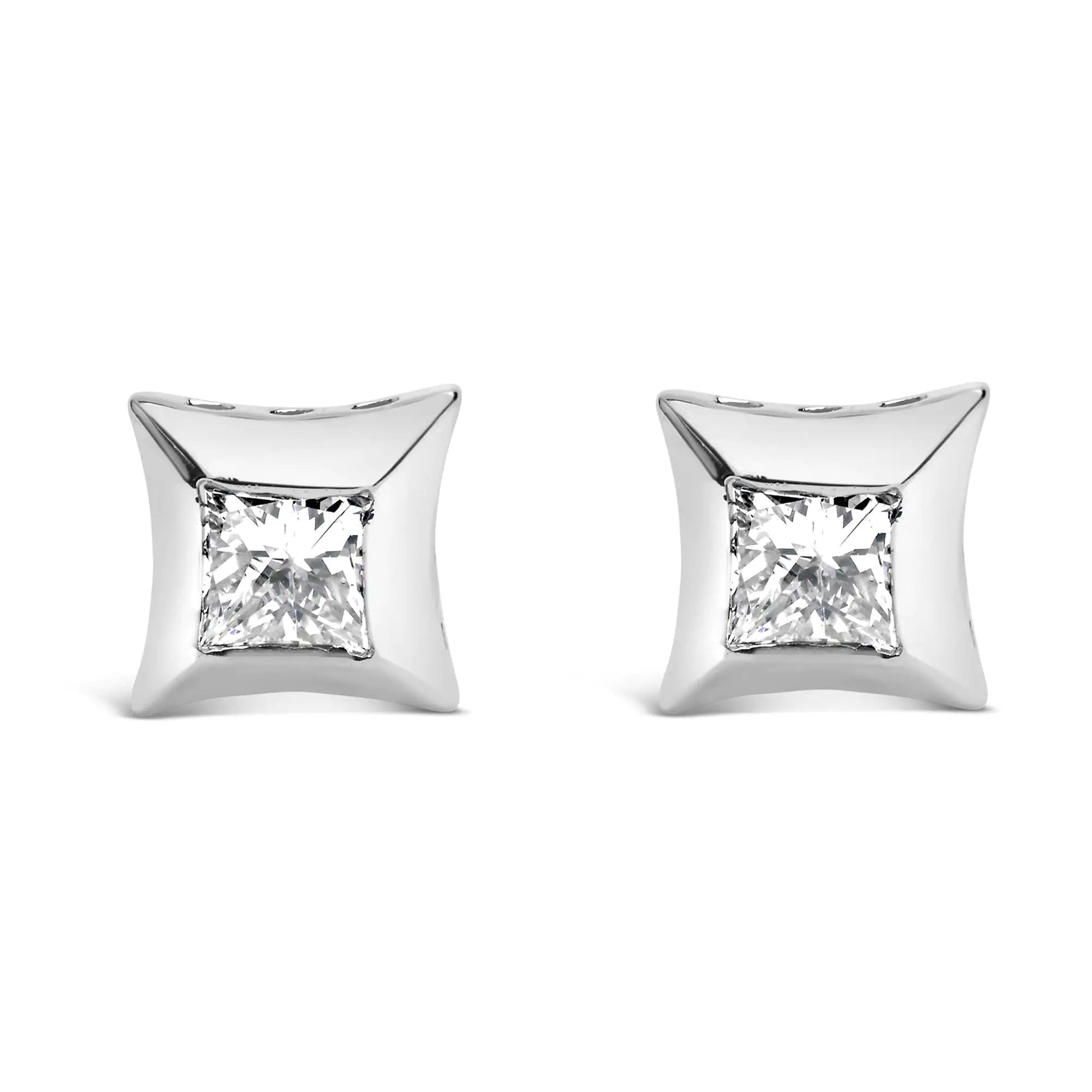 10K White Gold Princess Diamond Studs 1/2 Cttw | Earrings | Elegant Emulations Jewelry USA