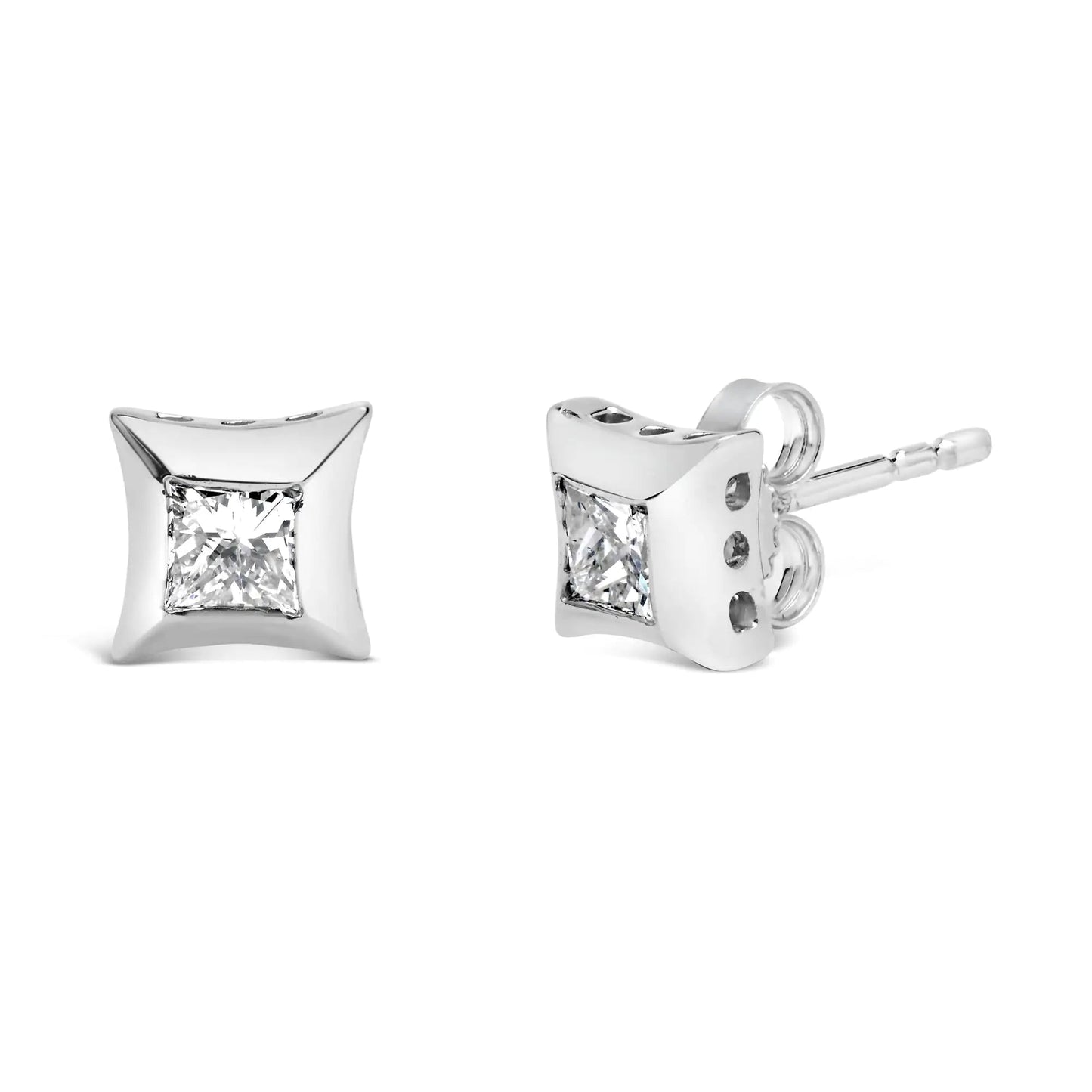 10K White Gold Princess Diamond Studs 1/2 Cttw | Earrings | Elegant Emulations Jewelry USA