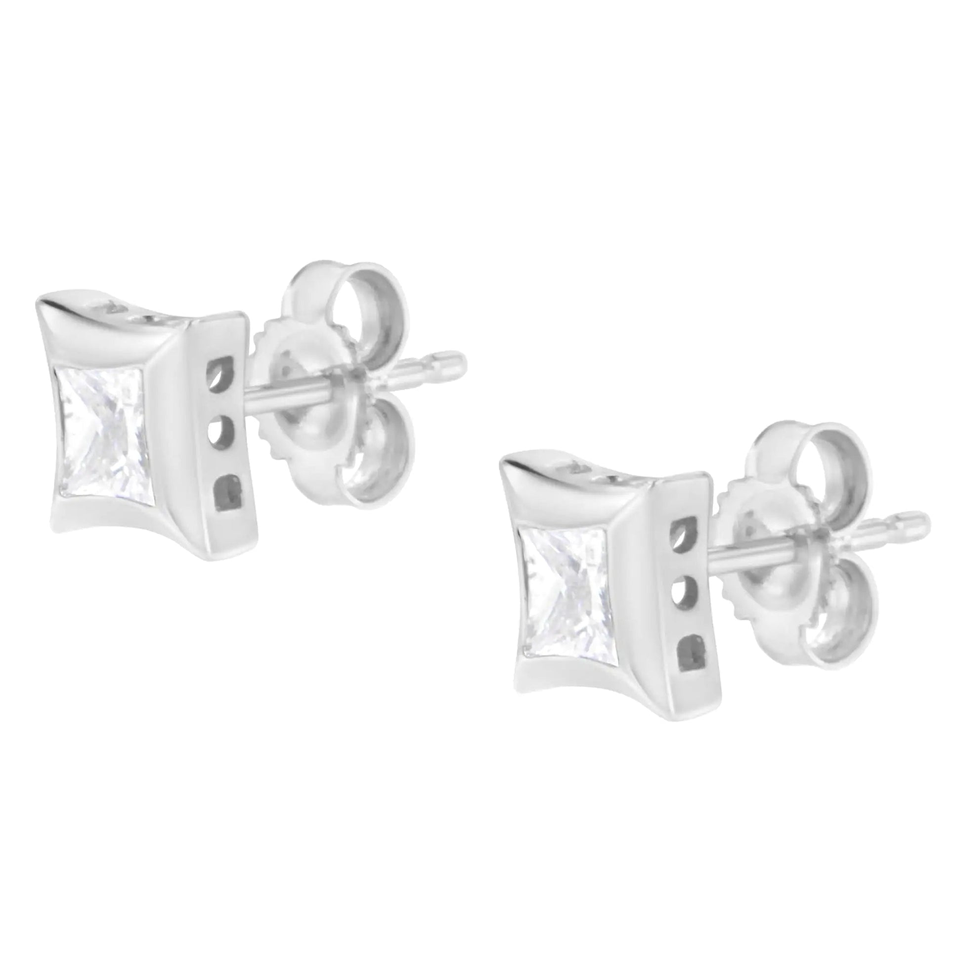 10K White Gold Princess Diamond Studs 1/2 Cttw | Earrings | Elegant Emulations Jewelry USA