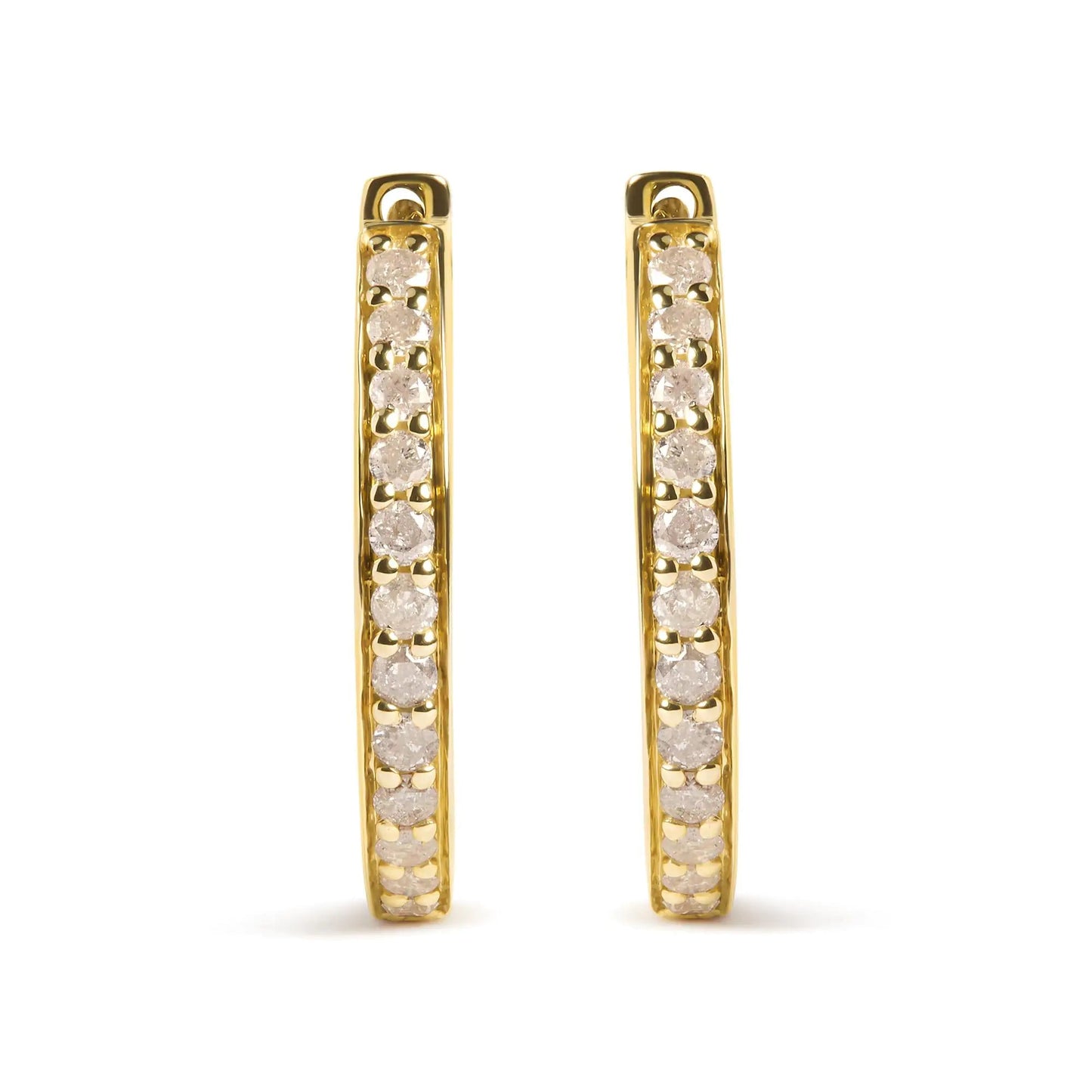 10K Yellow Gold 1/2 Cttw Round - Cut Diamond Hoop Earrings (I - J Color, I2 - I3 Clarity) | | Elegant Emulations Jewelry USA