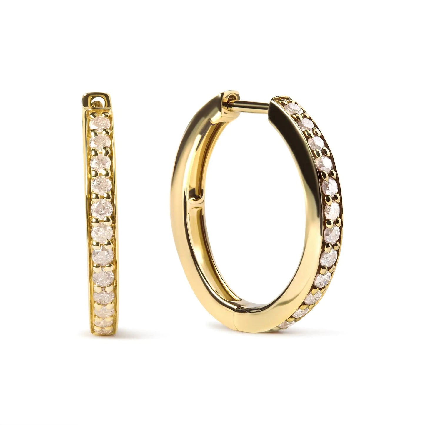 10K Yellow Gold 1/2 Cttw Round - Cut Diamond Hoop Earrings (I - J Color, I2 - I3 Clarity) | | Elegant Emulations Jewelry USA
