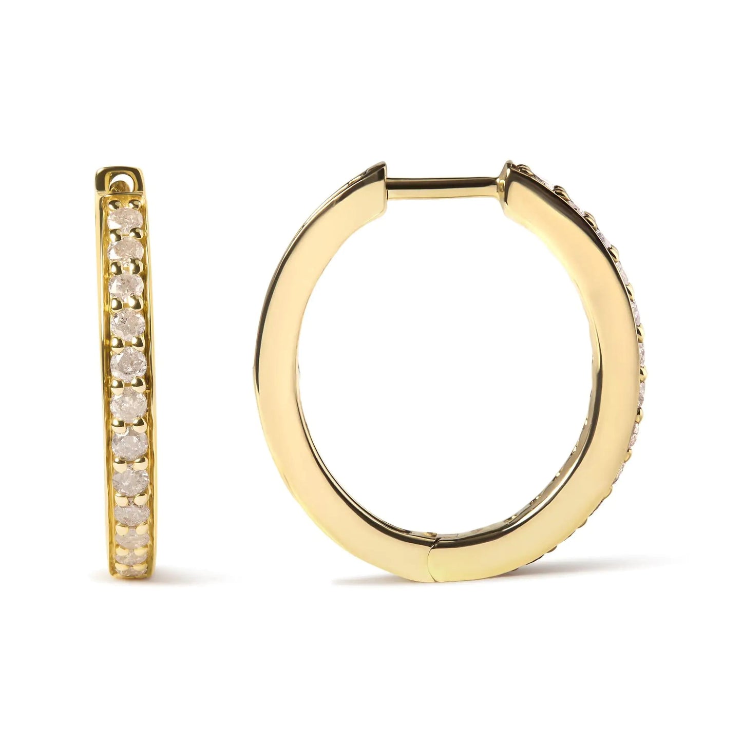 10K Yellow Gold 1/2 Cttw Round - Cut Diamond Hoop Earrings (I - J Color, I2 - I3 Clarity) | | Elegant Emulations Jewelry USA