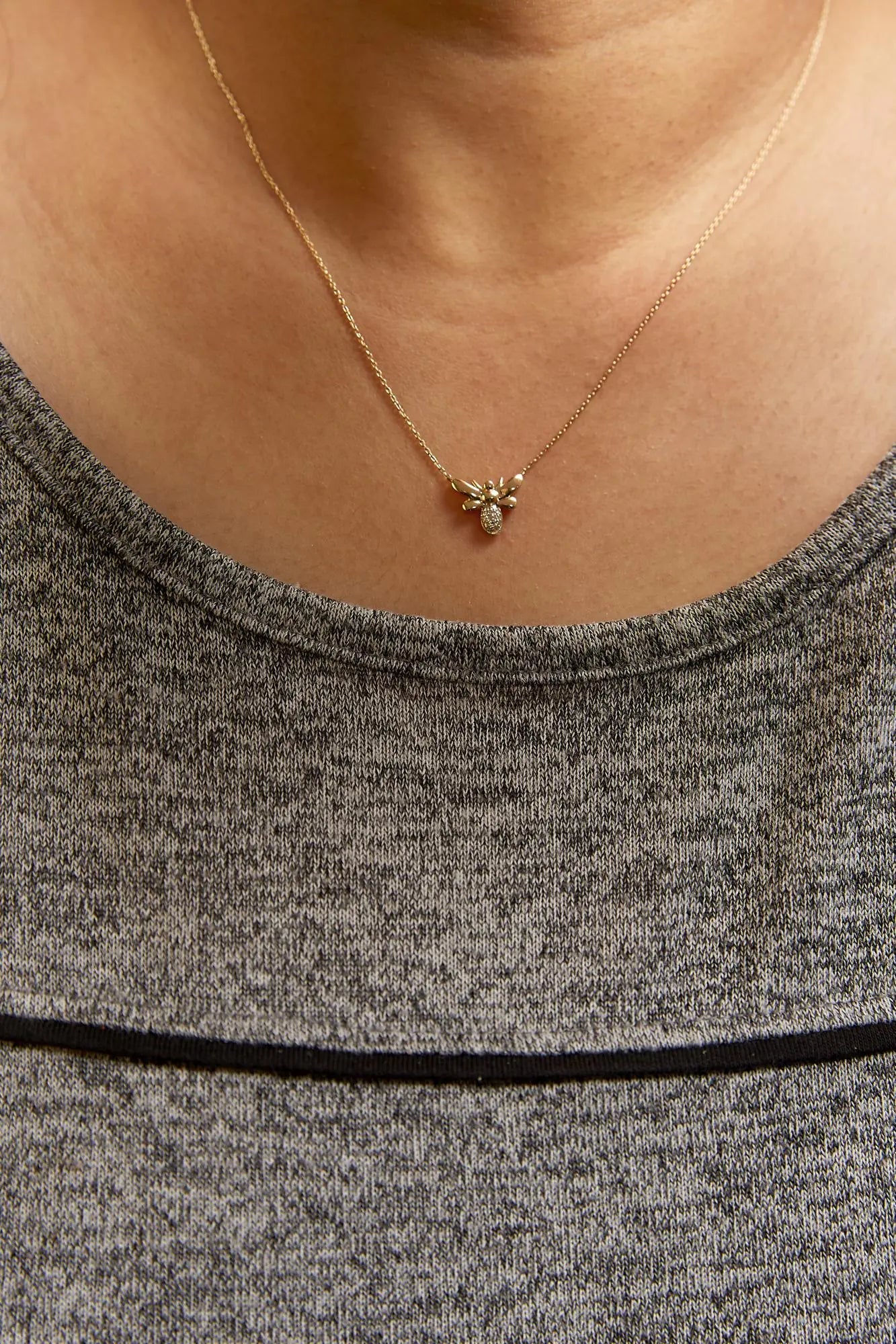 10K Yellow Gold Diamond Accented Bumble Bee Pendant 18" Inch Necklace (H - I Color, I1 - I2 Clarity) | | Elegant Emulations Jewelry USA