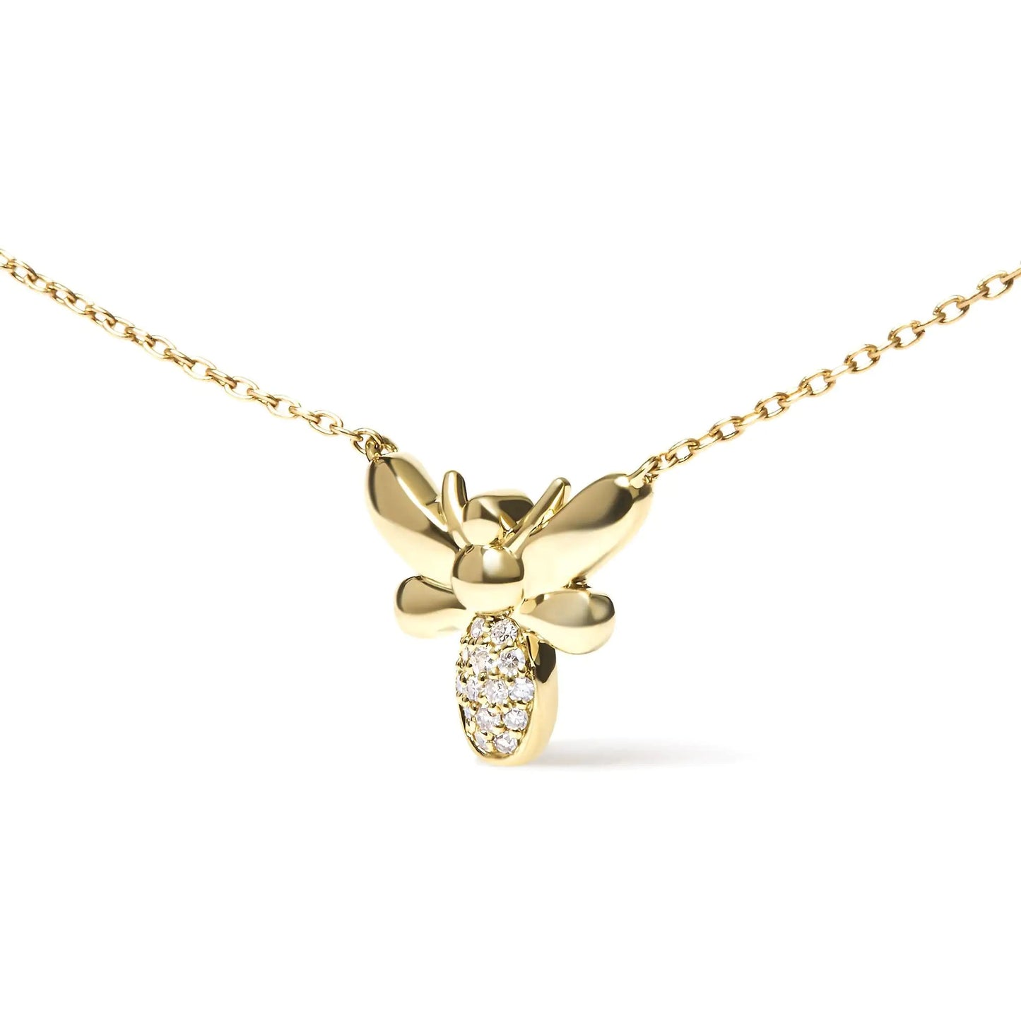10K Yellow Gold Diamond Accented Bumble Bee Pendant 18" Inch Necklace (H - I Color, I1 - I2 Clarity) | | Elegant Emulations Jewelry USA