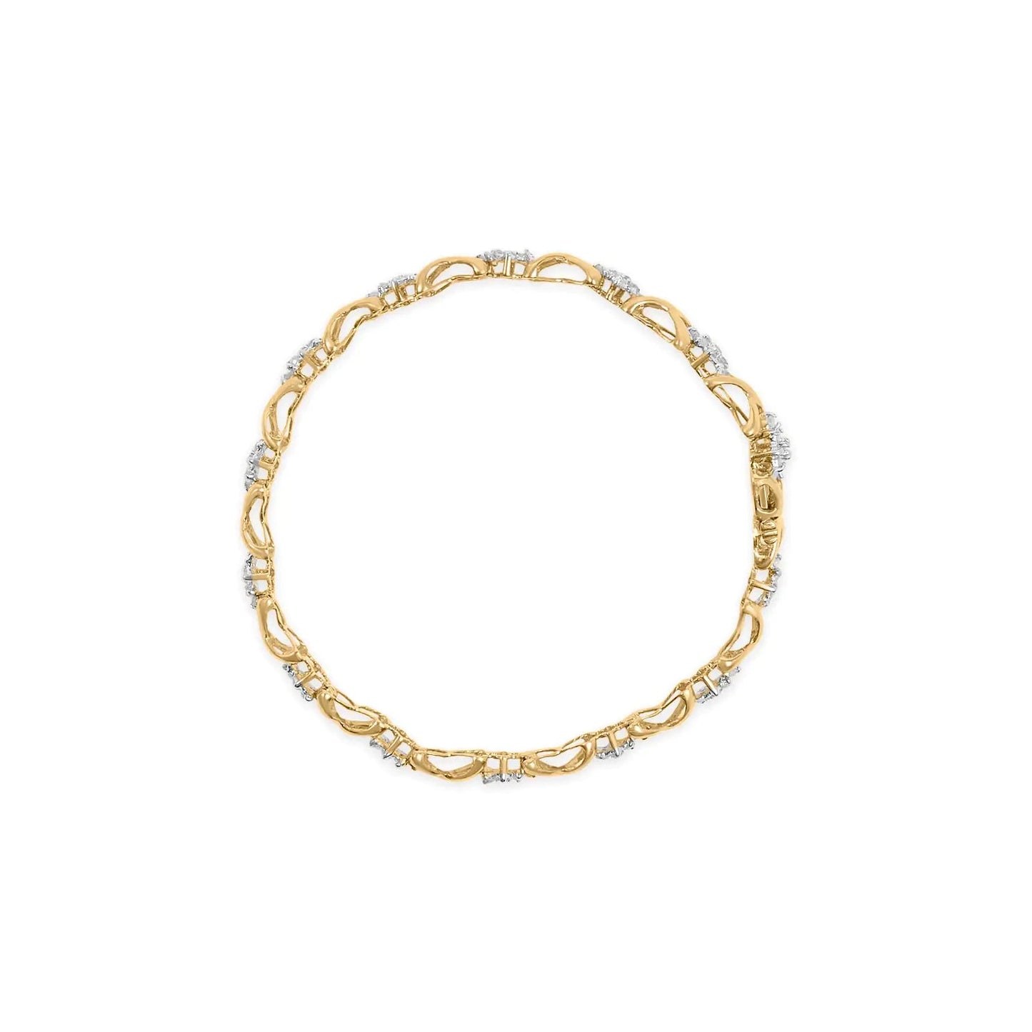 10k Yellow Gold Plated .925 Sterling Silver 2.00 Cttw Round - Cut Diamond Link 7" Bracelet (H - I Color, I2 - I3 Clarity) | | Elegant Emulations Jewelry USA