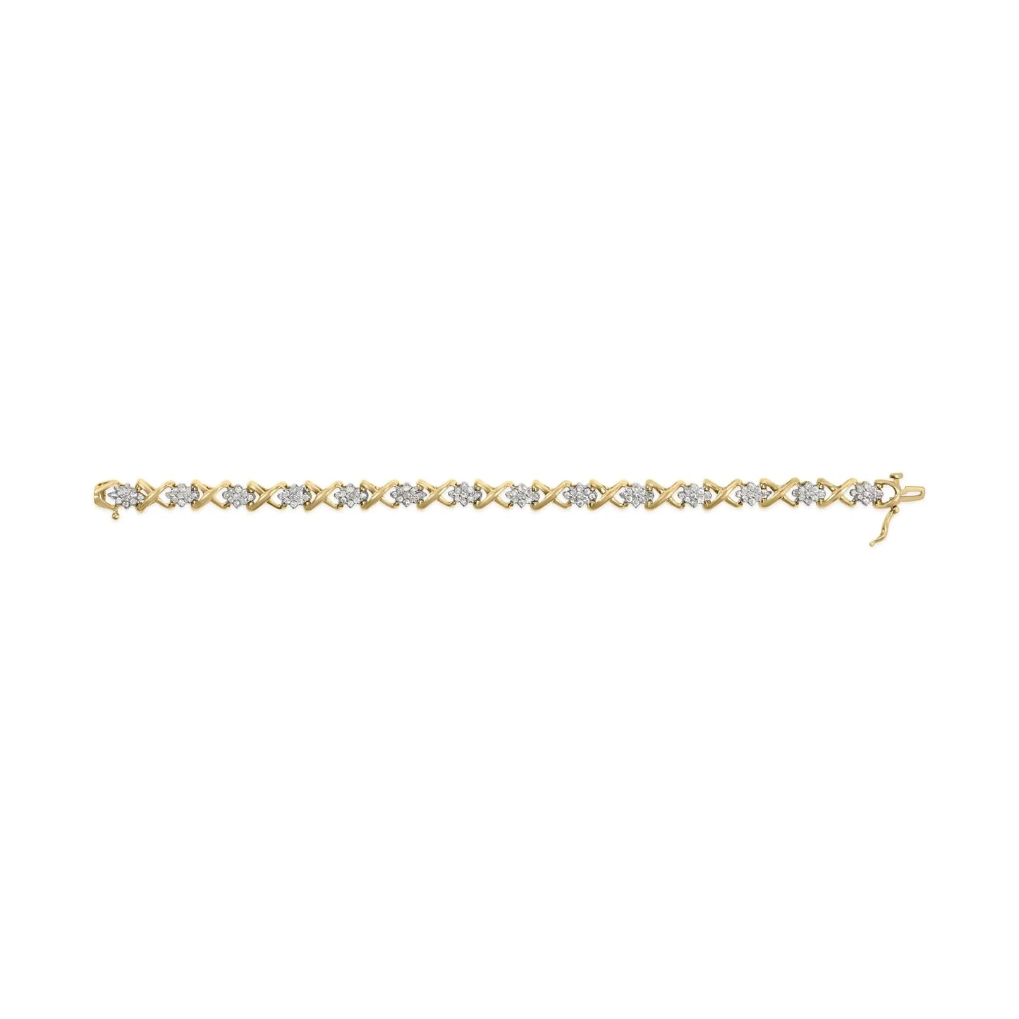 10k Yellow Gold Plated .925 Sterling Silver 2.00 Cttw Round - Cut Diamond Link 7" Bracelet (H - I Color, I2 - I3 Clarity) | | Elegant Emulations Jewelry USA