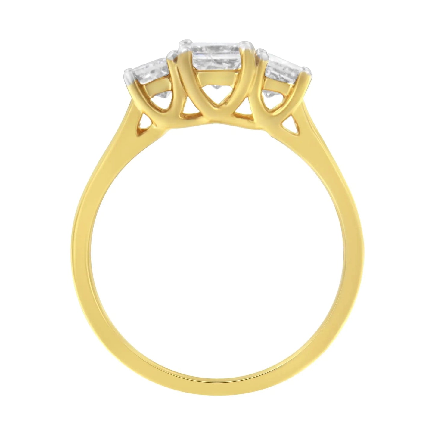 10K Yellow Gold Princess - Cut Diamond Three Stone Band Ring (1 Cttw, J - K Color, I1 - I2 Clarity) | | Elegant Emulations Jewelry USA