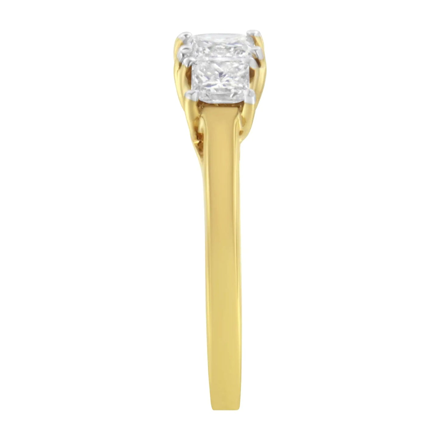 10K Yellow Gold Princess - Cut Diamond Three Stone Band Ring (1 Cttw, J - K Color, I1 - I2 Clarity) | | Elegant Emulations Jewelry USA