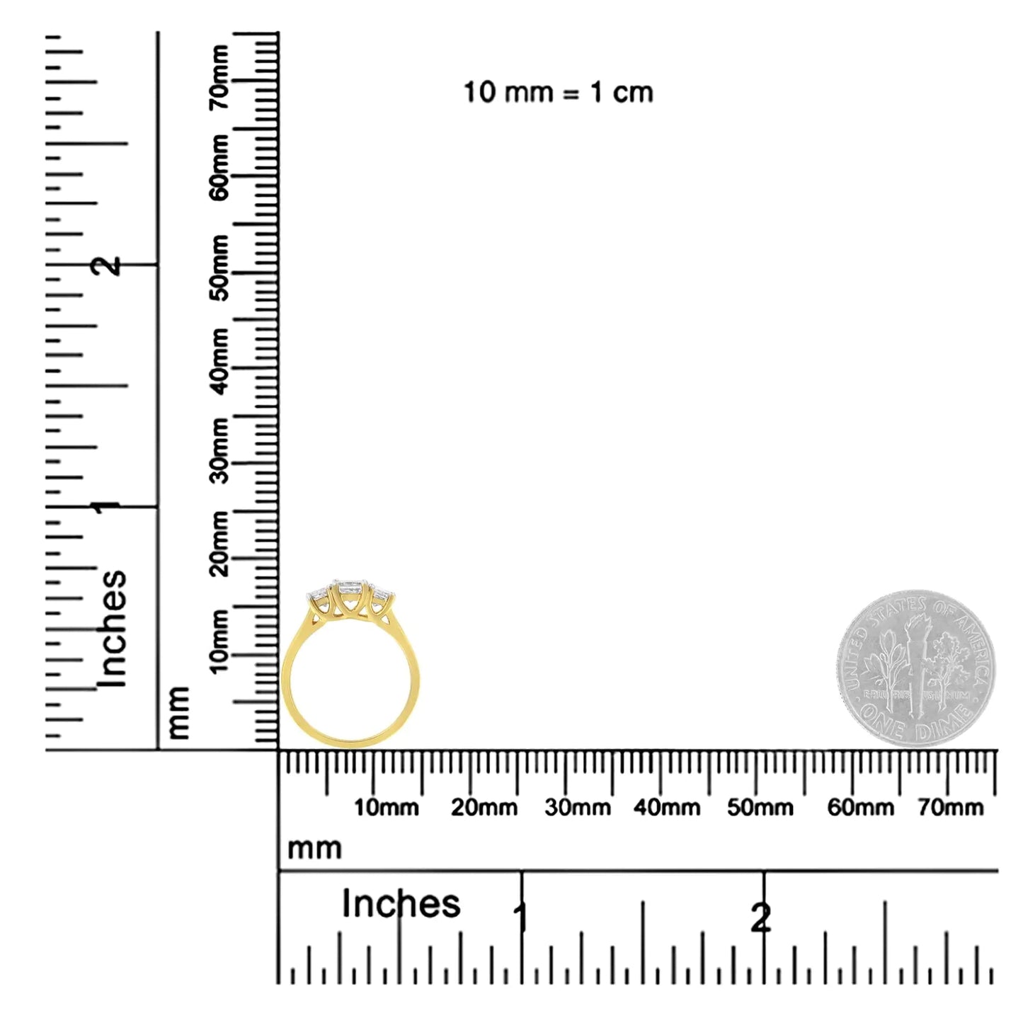 10K Yellow Gold Princess - Cut Diamond Three Stone Band Ring (1 Cttw, J - K Color, I1 - I2 Clarity) | | Elegant Emulations Jewelry USA