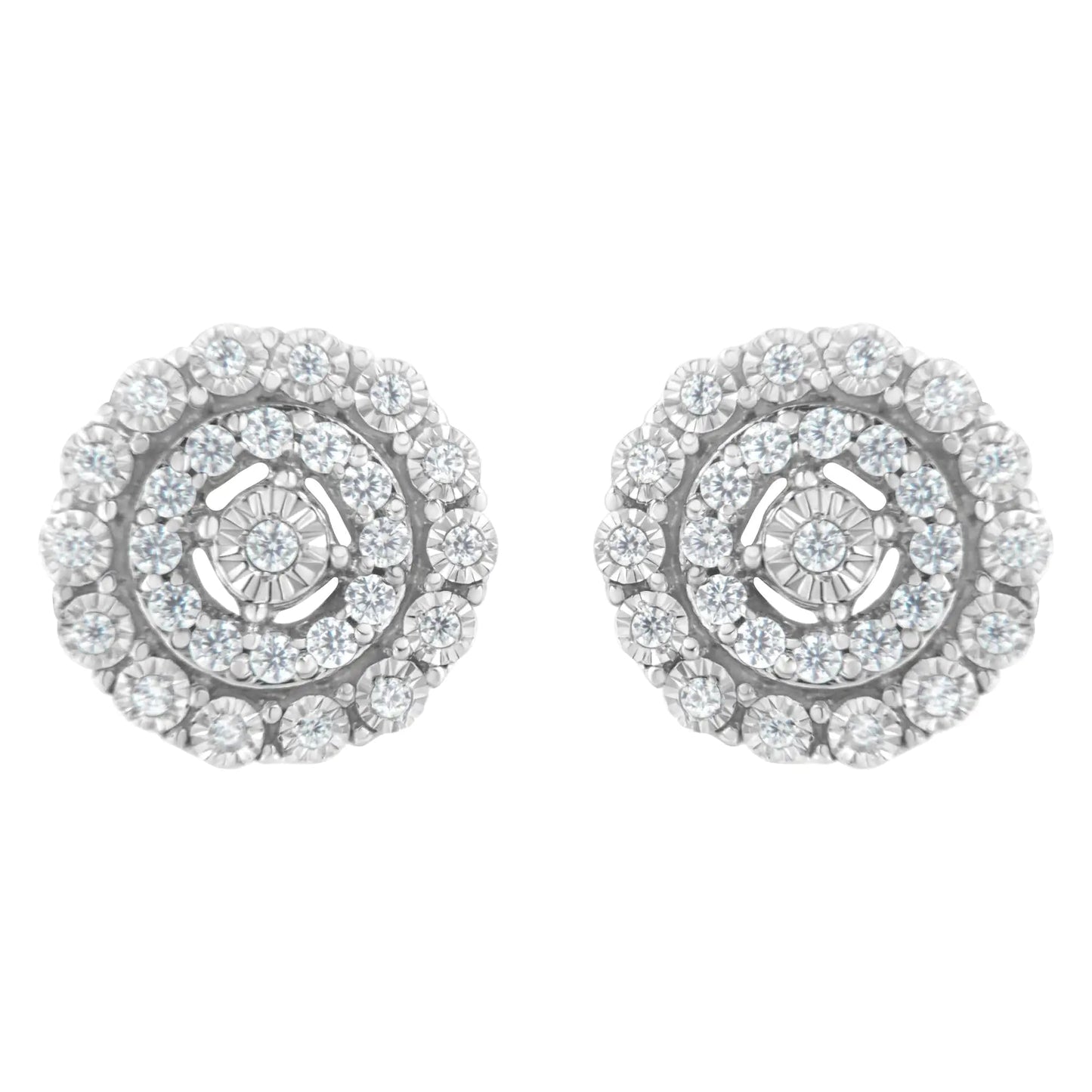 10KT White Gold 1/2 cttw Double Halo Brilliant Round - Cut Diamond Stud Earrings (I - J Clarity, I2 - I3 Color) | | Elegant Emulations Jewelry USA