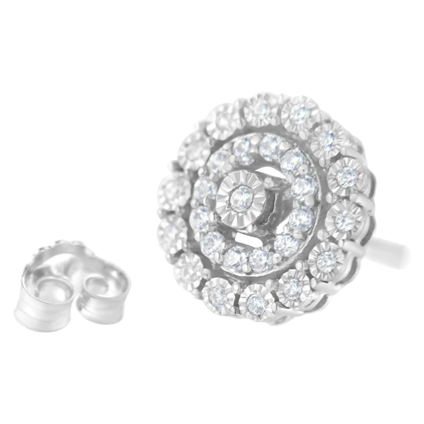 10KT White Gold 1/2 cttw Double Halo Brilliant Round - Cut Diamond Stud Earrings (I - J Clarity, I2 - I3 Color) | | Elegant Emulations Jewelry USA