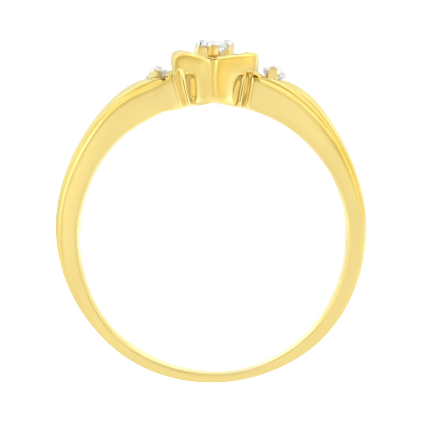 10KT Yellow Gold 1/20 cttw Diamond Triple Heart Diamond Ring (K - L, I1 - I2) | Rings | Elegant Emulations Jewelry USA