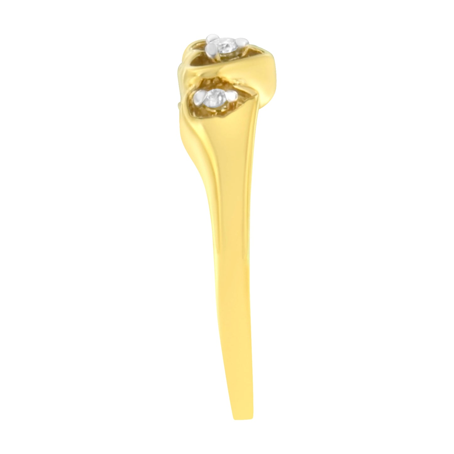 10KT Yellow Gold 1/20 cttw Diamond Triple Heart Diamond Ring (K - L, I1 - I2) | Rings | Elegant Emulations Jewelry USA