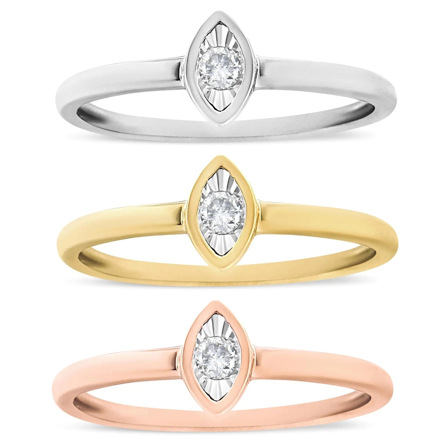 14K Gold Marquise Diamond Trio Promise Ring Set | Rings | Elegant Emulations Jewelry USA