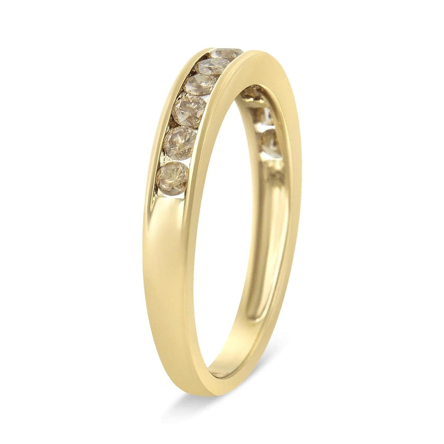 14K Gold Plated Sterling Silver Champagne Diamond Band Ring | Rings | Elegant Emulations Jewelry USA