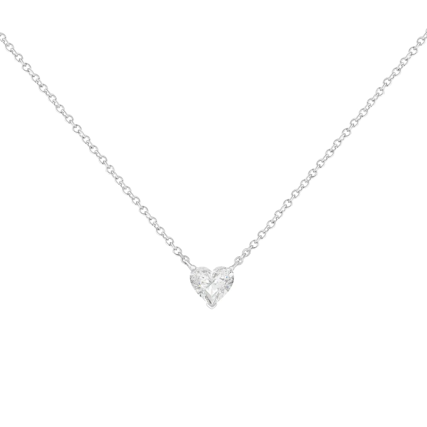 14k White Gold 1/4 Cttw Lab Grown Heart Shape Diamond Solitaire 18" Pendant Necklace (E - F Color, SI1 - SI2 Clarity) | Necklace | Elegant Emulations Jewelry USA