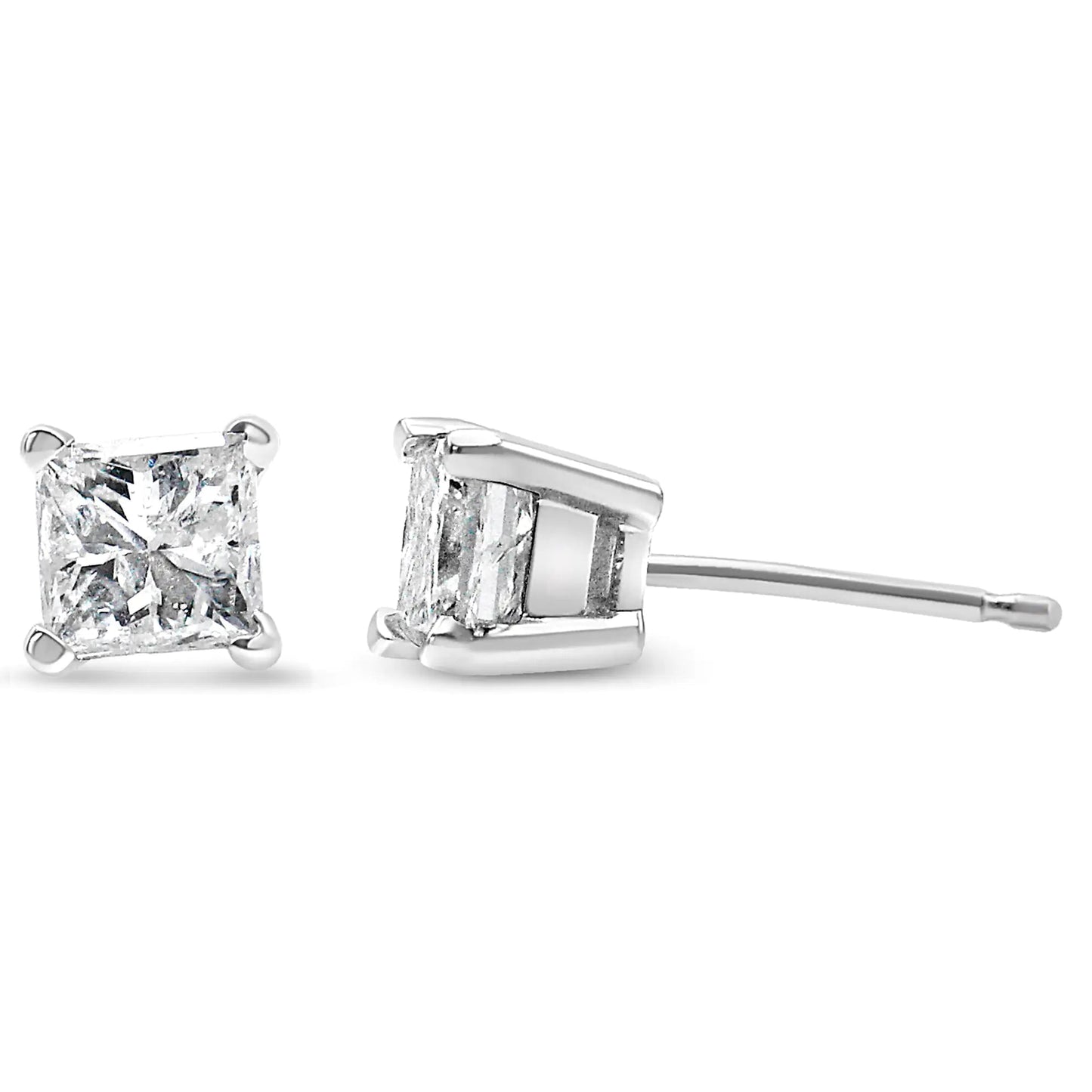 14k White Gold 1/5 Cttw Princess - cut Diamond Petite Stud Earrings (I - J, I2 - I3) | | Elegant Emulations Jewelry USA