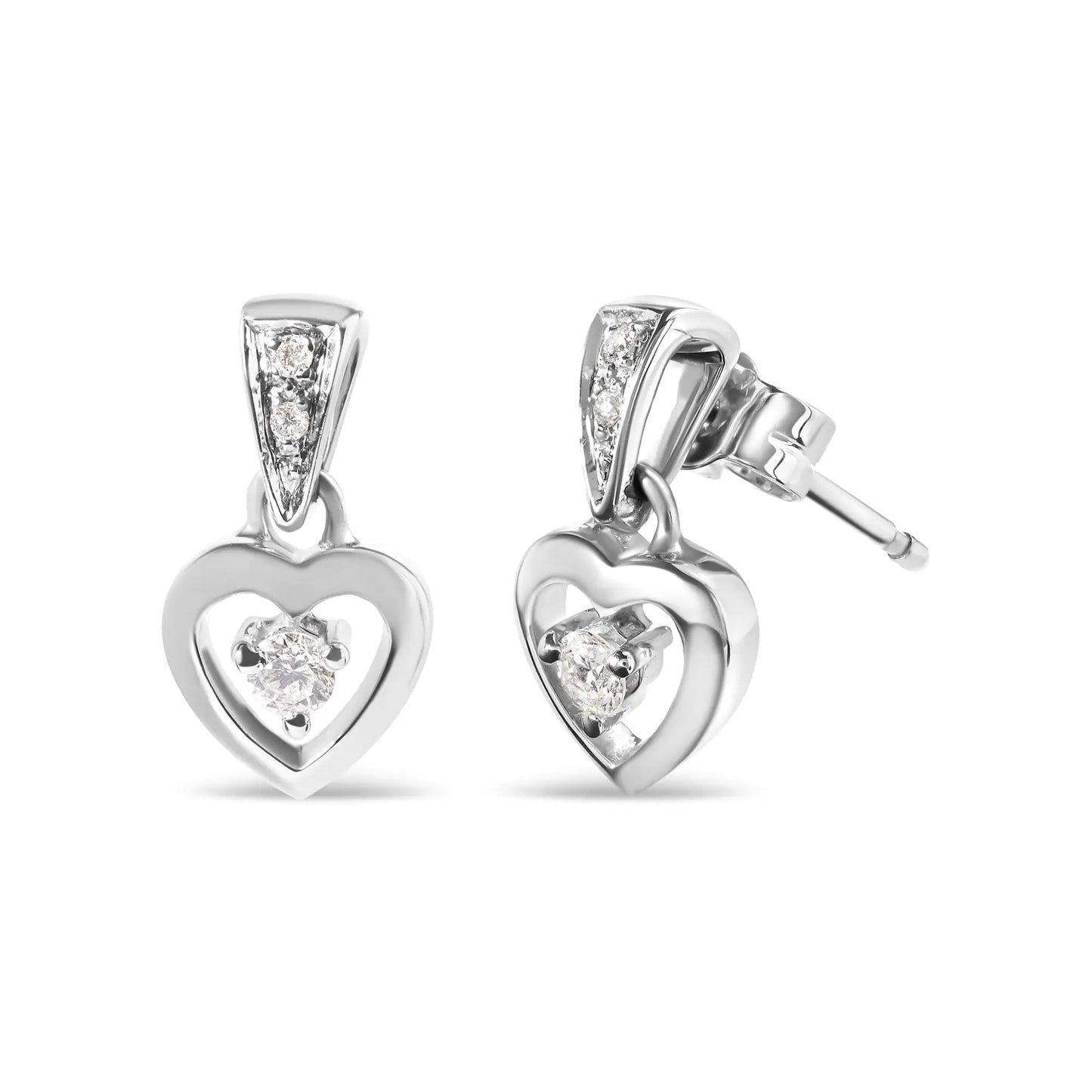 14K White Gold 1/6 Cttw Diamond Dangle Heart Stud Earrings (H - I, SI2 - I1) | | Elegant Emulations Jewelry USA
