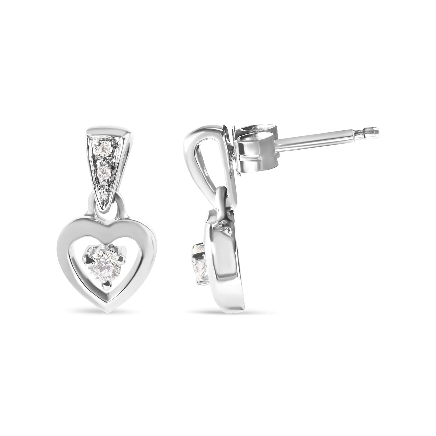 14K White Gold 1/6 Cttw Diamond Dangle Heart Stud Earrings (H - I, SI2 - I1) | | Elegant Emulations Jewelry USA