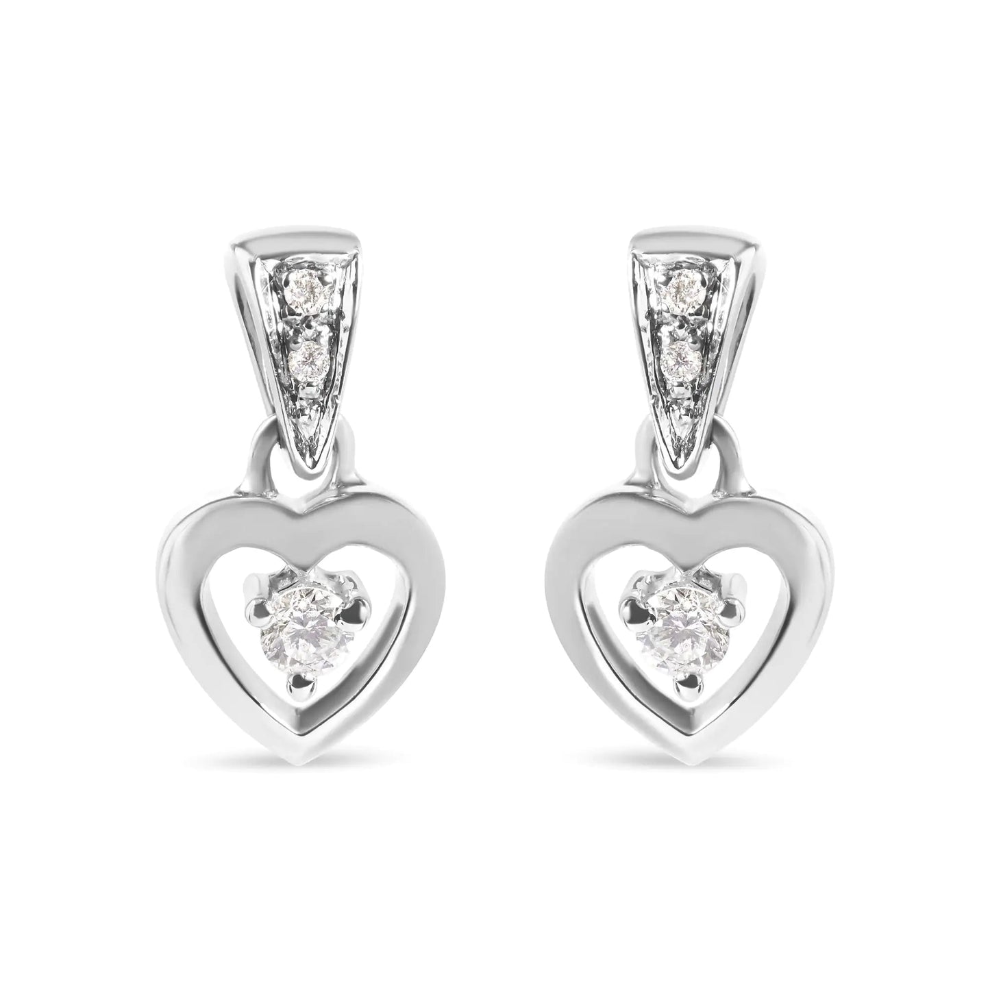 14K White Gold 1/6 Cttw Diamond Dangle Heart Stud Earrings (H - I, SI2 - I1) | | Elegant Emulations Jewelry USA