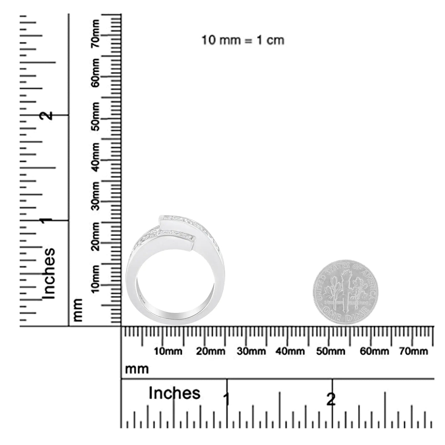 14K White Gold 2.0 Cttw Channel - Set Princess and Baguette - Cut Diamond Bypass Ring Band (G - H Color, SI1 - SI2 Clarity) | | Elegant Emulations Jewelry USA