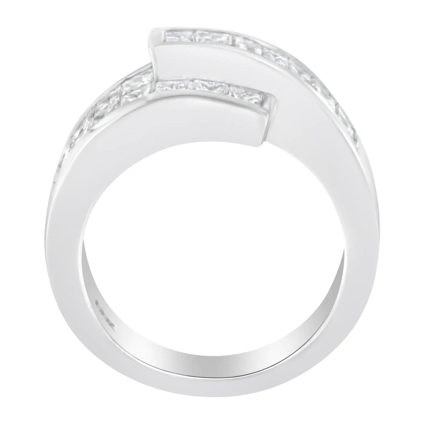 14K White Gold 2.0 Cttw Channel - Set Princess and Baguette - Cut Diamond Bypass Ring Band (G - H Color, SI1 - SI2 Clarity) | | Elegant Emulations Jewelry USA