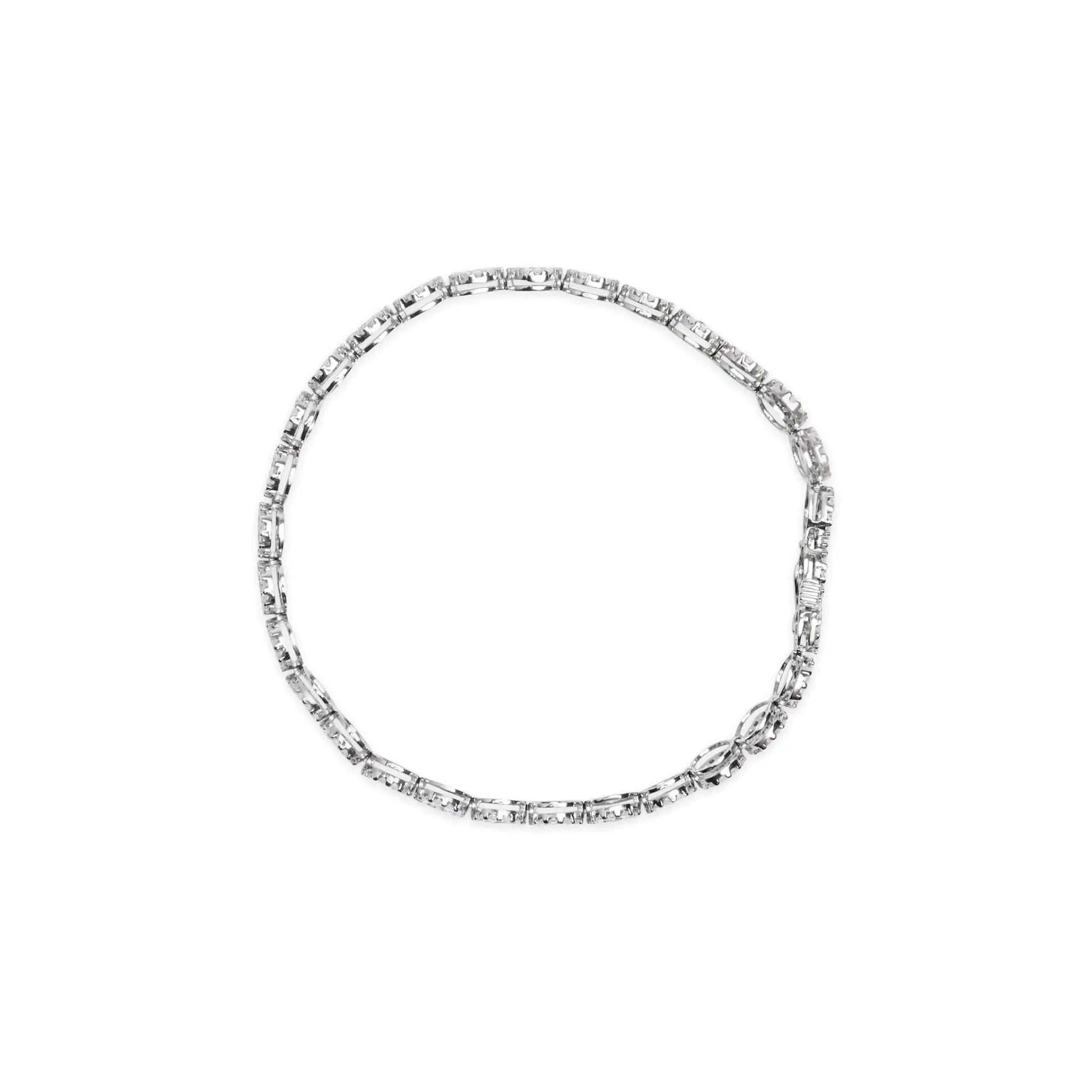 14K White Gold 2.00 Cttw Diamond Halo Link Tennis Bracelet (H - I Color, I1 - I2 Clarity) - 7" Inches | | Elegant Emulations Jewelry USA