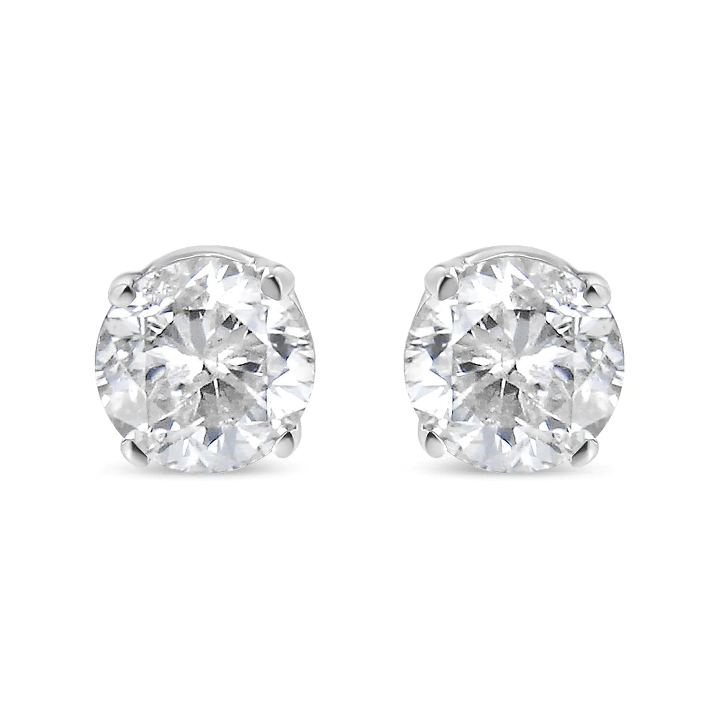 14K White Gold 5/8 Cttw Round Brilliant - Cut Lab Grown Diamond Classic 4 - Prong Push back Stud Earrings (F - G Color, VS1 - VS2 Clarity) | | Elegant Emulations Jewelry USA