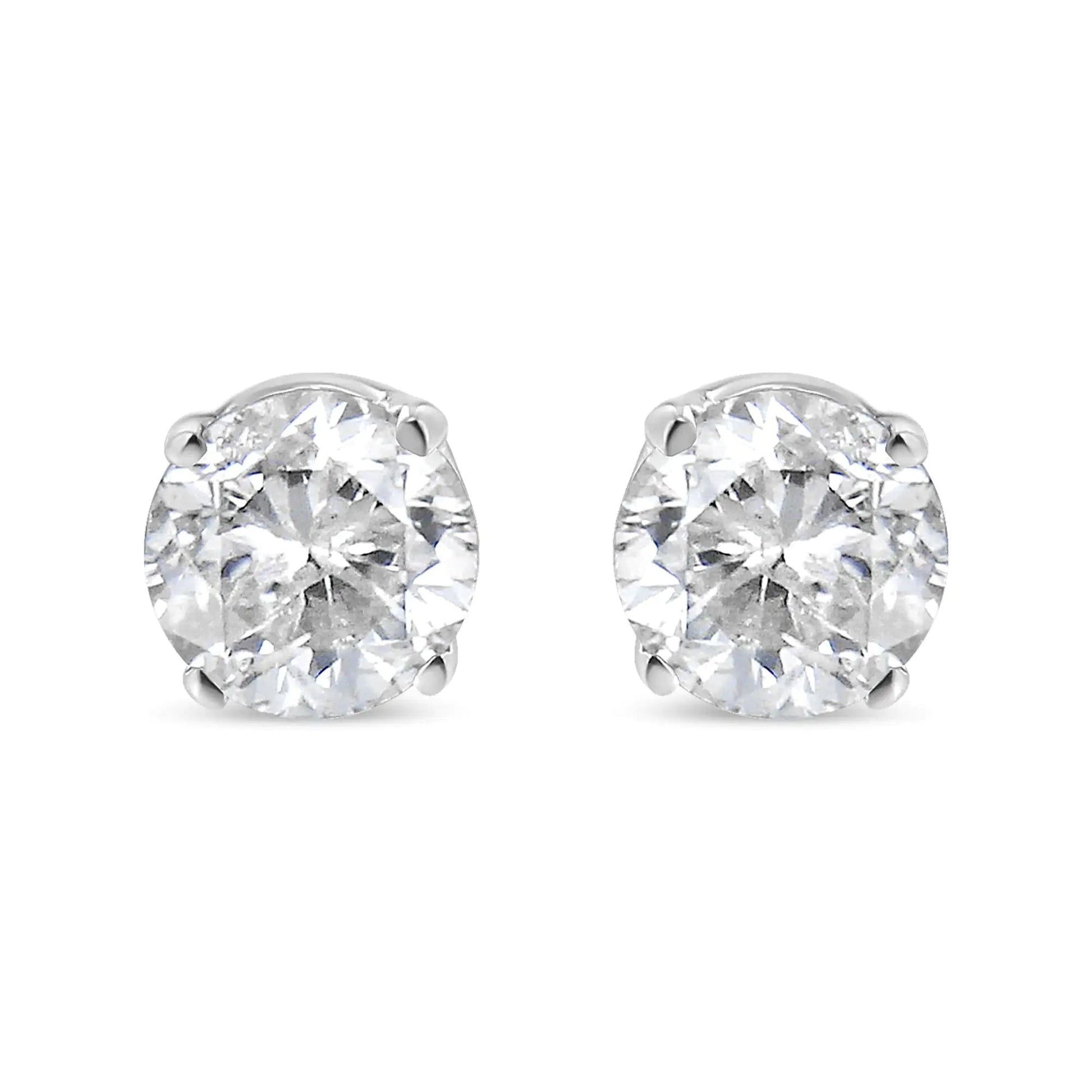 14K White Gold 5/8 Cttw Round Brilliant - Cut Lab Grown Diamond Classic 4 - Prong Push back Stud Earrings (F - G Color, VS1 - VS2 Clarity) | | Elegant Emulations Jewelry USA