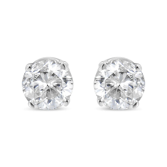 14K White Gold 5/8 Cttw Round Brilliant - Cut Lab Grown Diamond Classic 4 - Prong Push back Stud Earrings (F - G Color, VS1 - VS2 Clarity) | | Elegant Emulations Jewelry USA