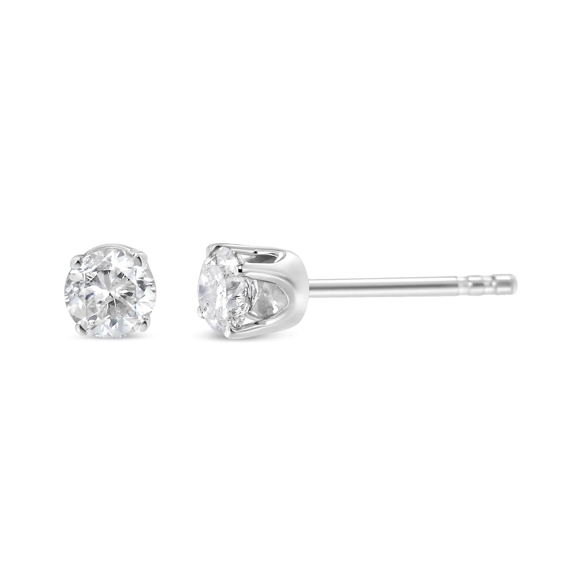 14K White Gold 5/8 Cttw Round Brilliant - Cut Lab Grown Diamond Classic 4 - Prong Push back Stud Earrings (F - G Color, VS1 - VS2 Clarity) | | Elegant Emulations Jewelry USA