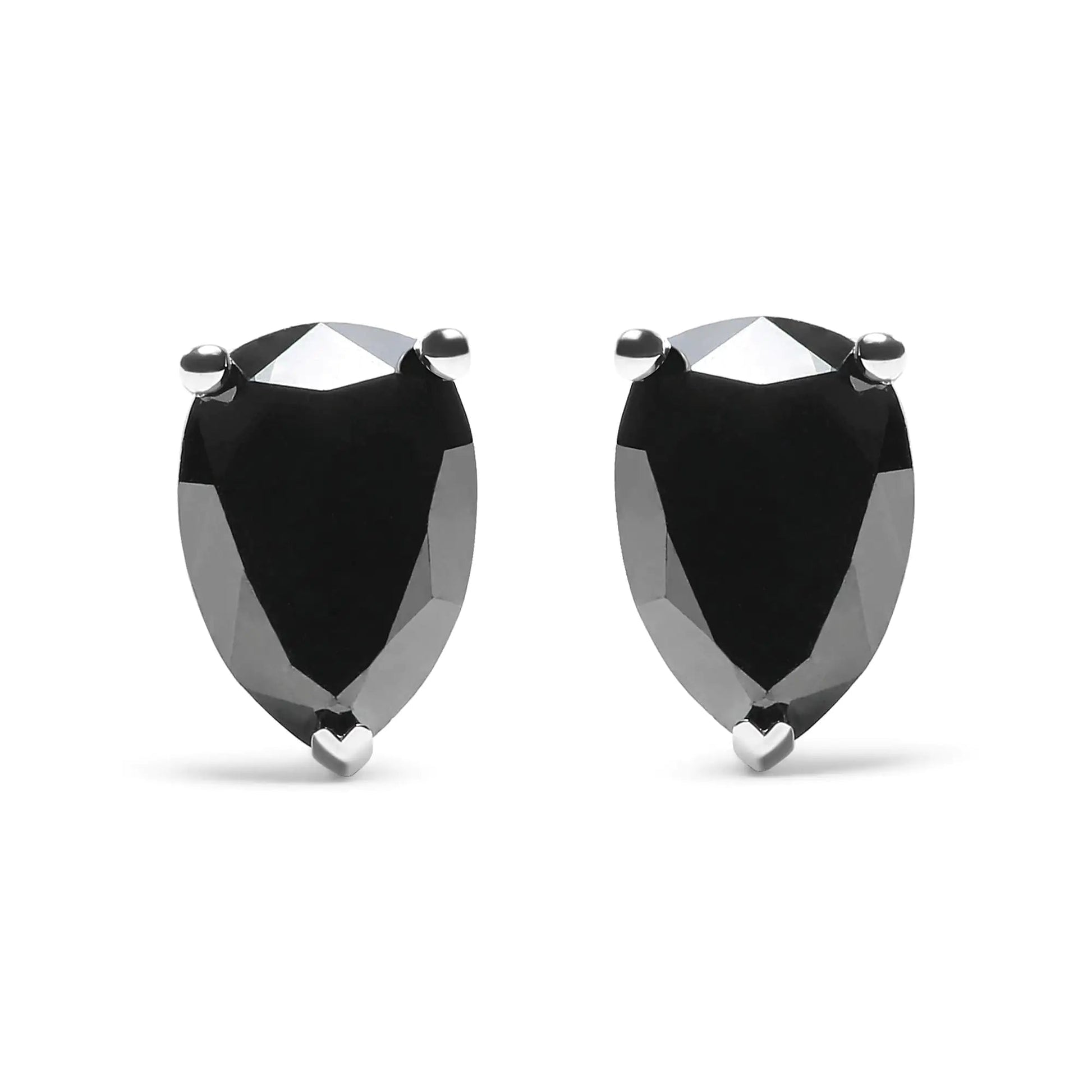 14K White Gold Black Diamond Pear Studs | Earrings | Elegant Emulations Jewelry USA