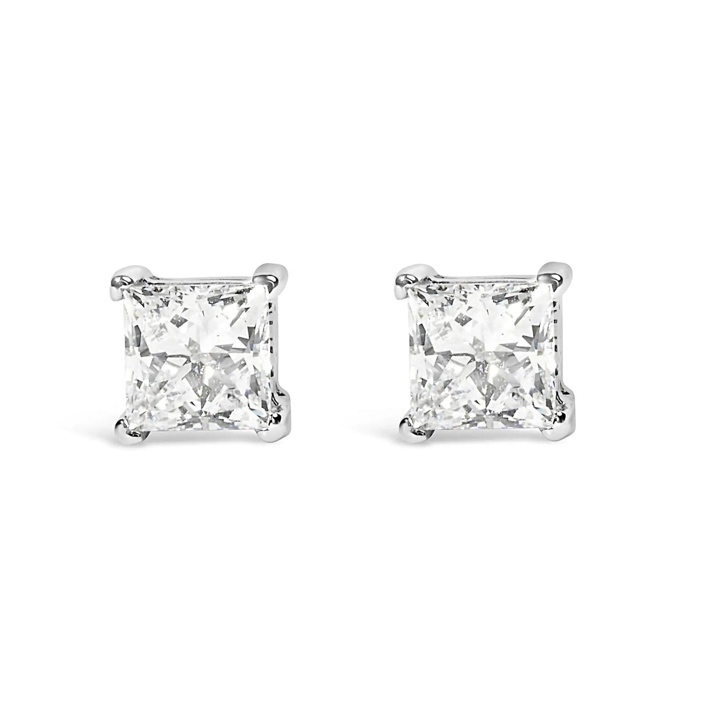 14K White Gold Princess Cut Lab - Grown Diamond Solitaire Stud Earrings (F - G Color, VS2 - SI1 Clarity) | | Elegant Emulations Jewelry USA