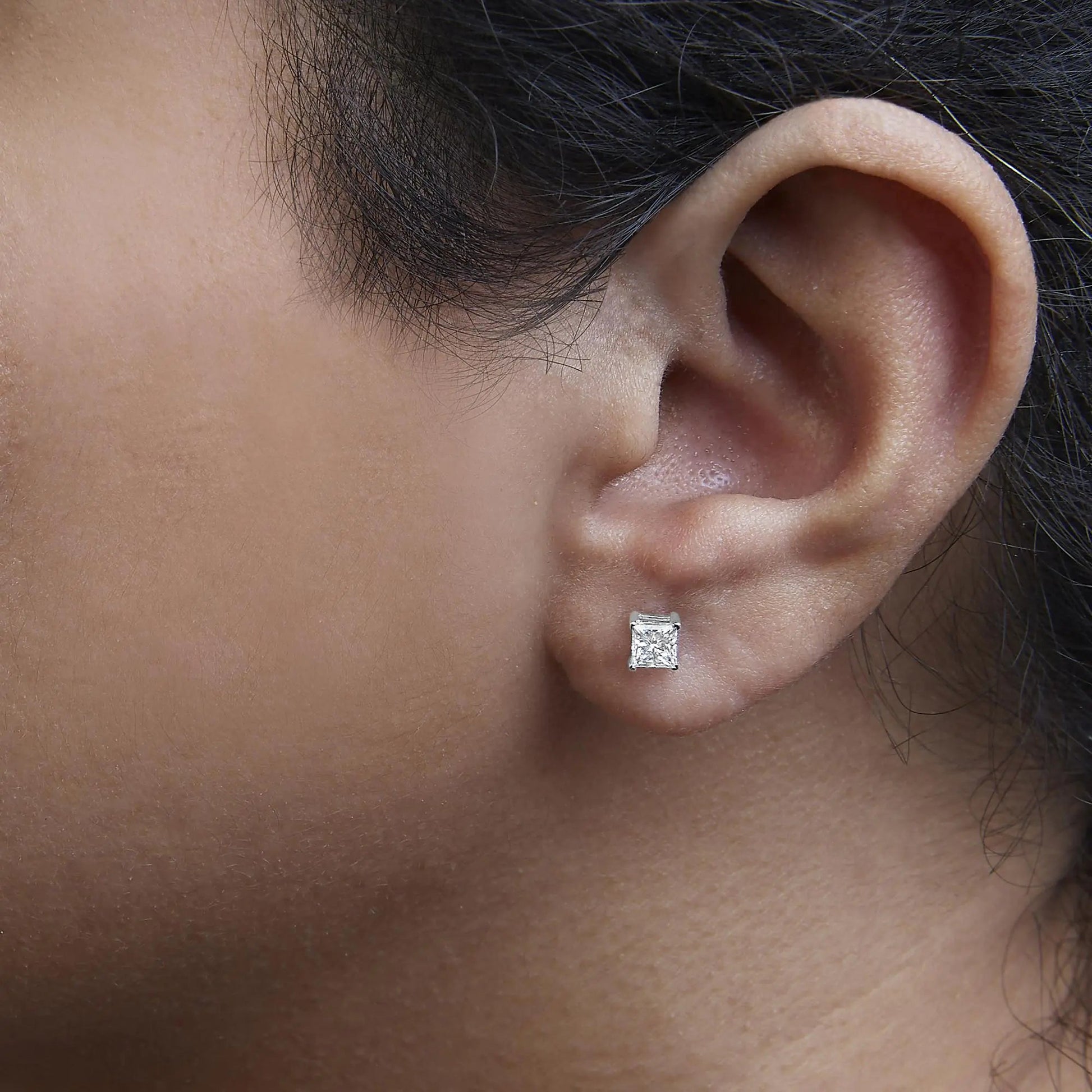 14K White Gold Princess Cut Lab - Grown Diamond Solitaire Stud Earrings (F - G Color, VS2 - SI1 Clarity) | | Elegant Emulations Jewelry USA